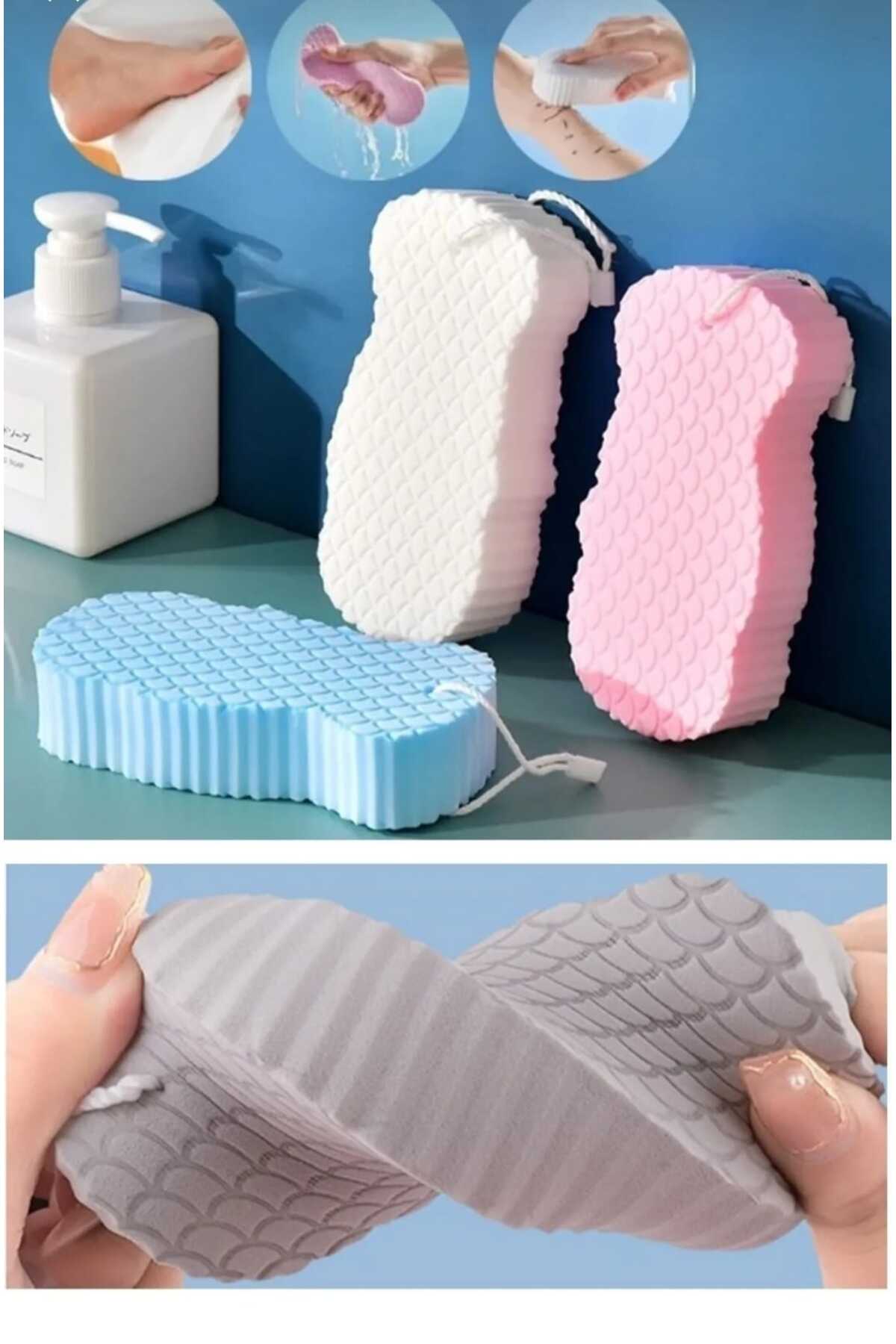 Genel Markalar Sihirli Banyo Ölü Deri Sökücü Vücut Duş Süngeri Yoğun Peeling Fırçası Ve Masaj Süngeri
