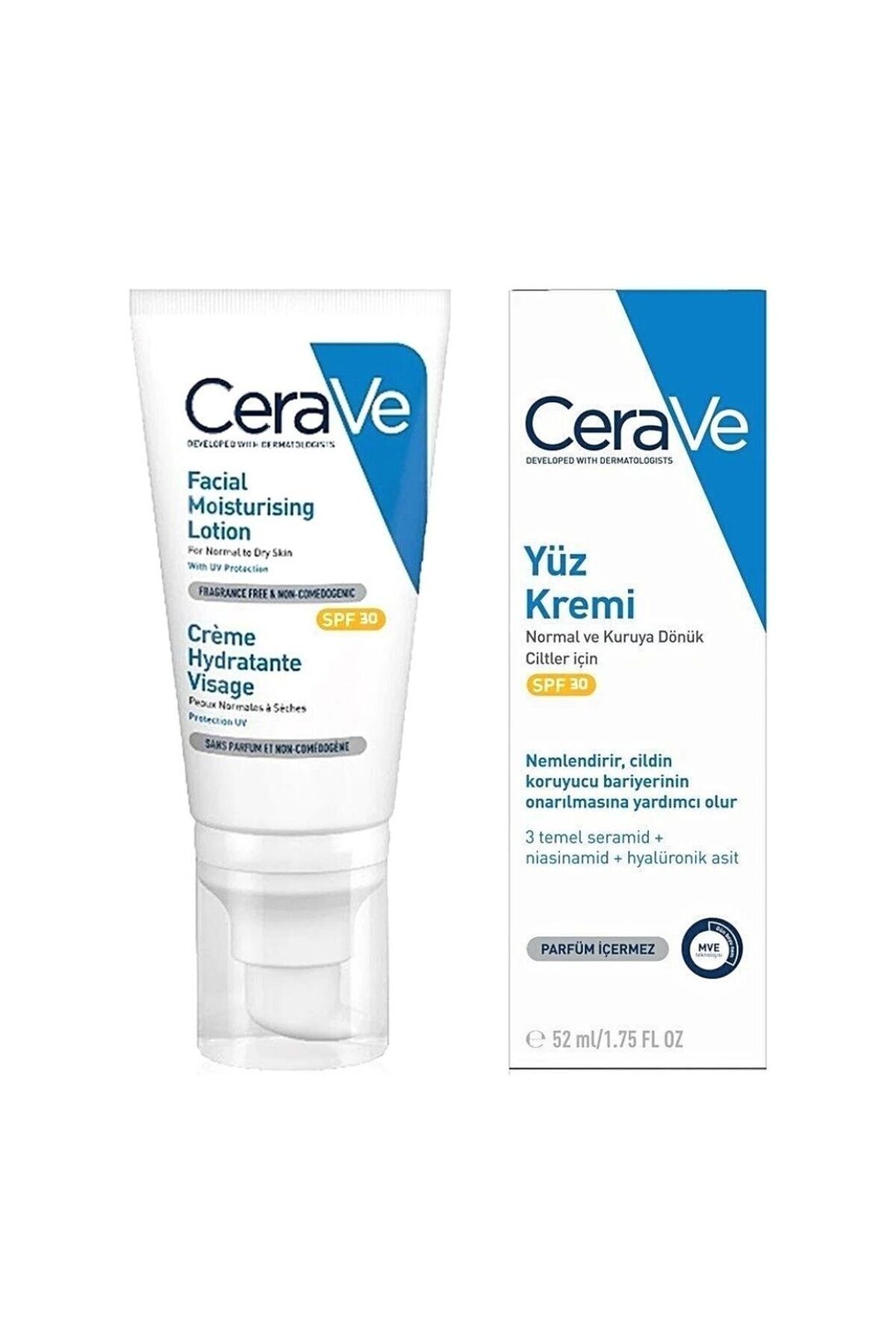 کرم بدن دست 50 میل + مرطوب کننده صورت SPF30 52 CeraVe