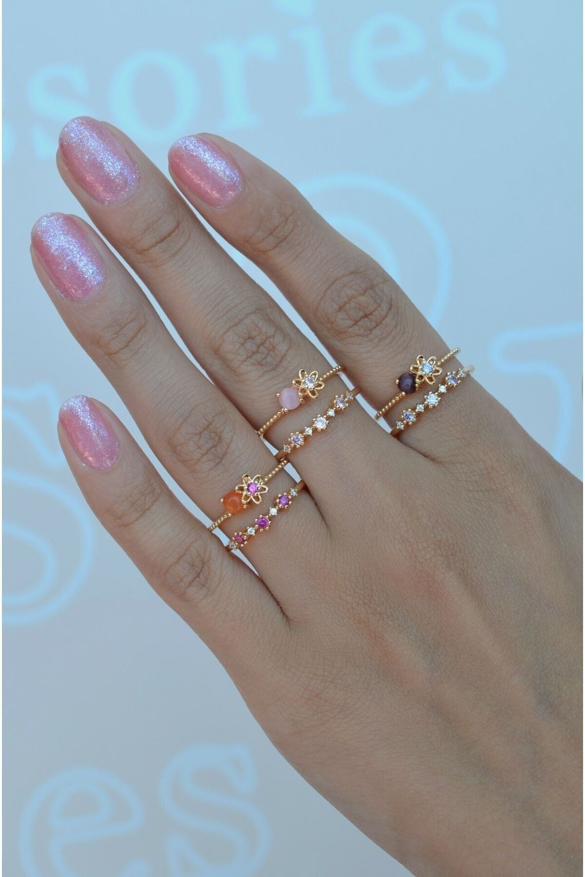 Pink cheap flower ring
