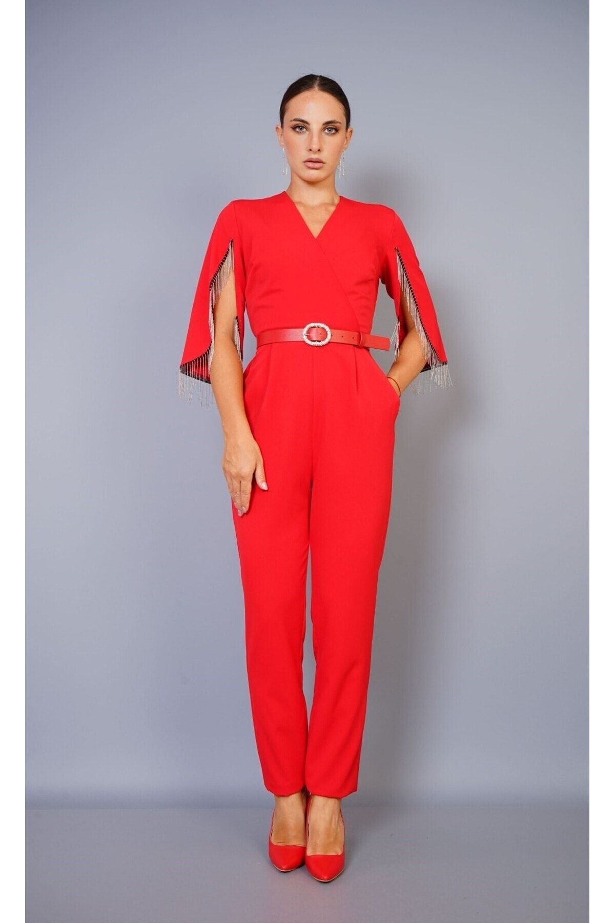 Lavish alice red jumpsuit top