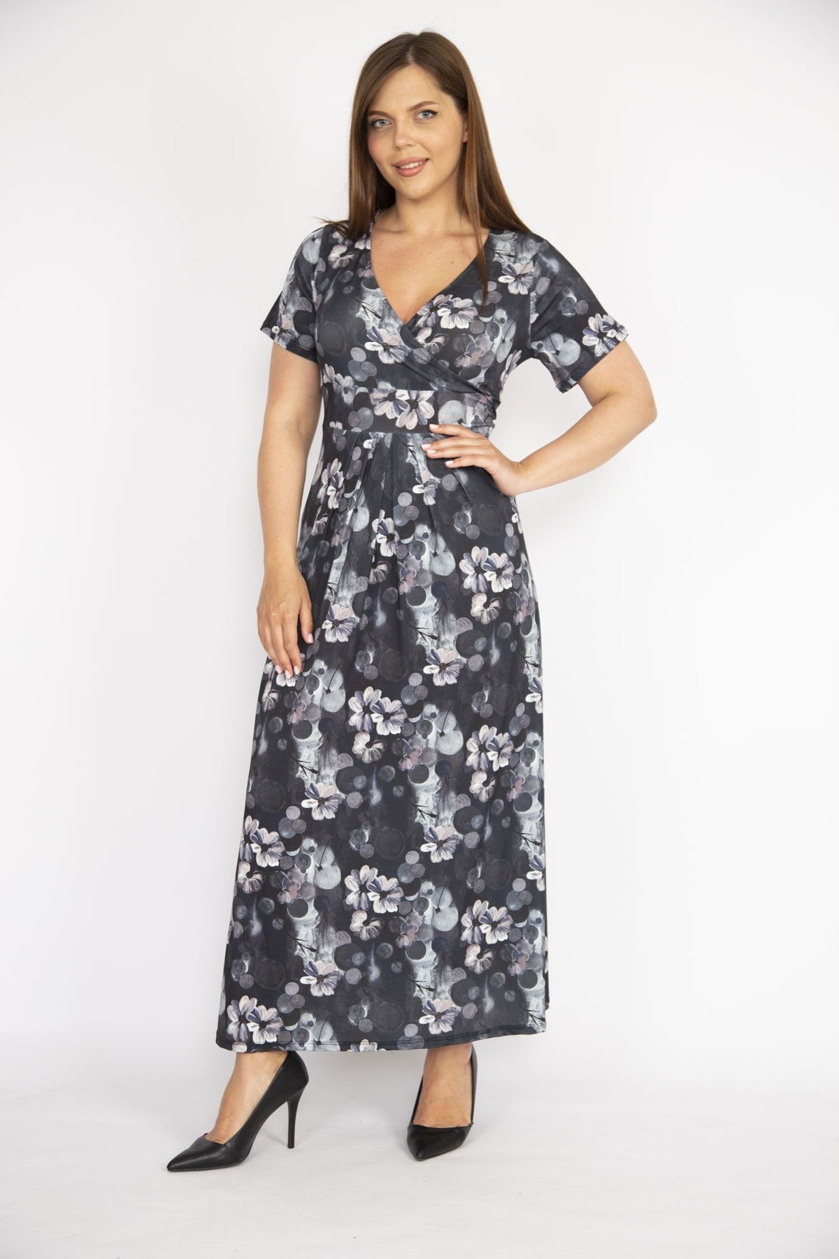 Plus size black sales dress with white collar
