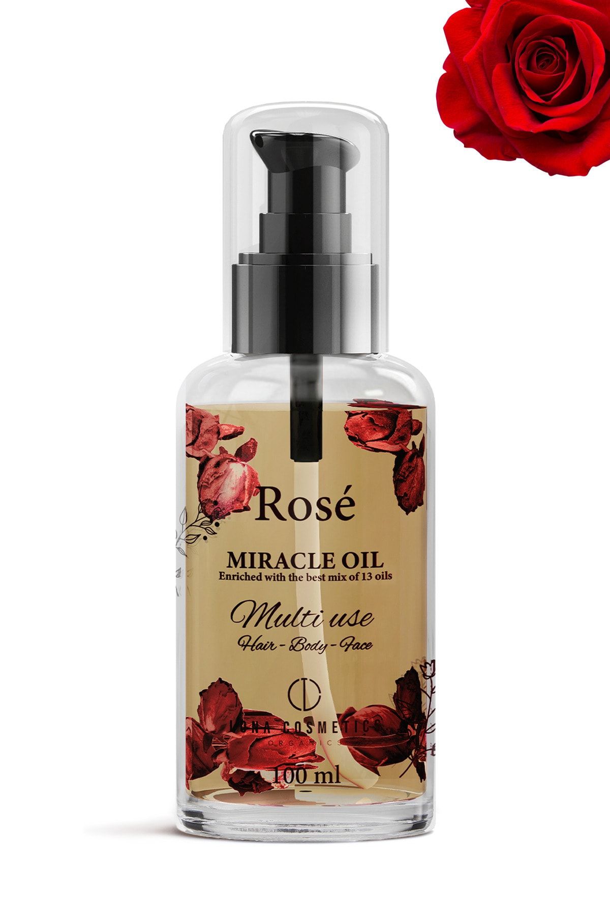 Lona Cosmetics Rose Multi Oil - Mucizevi Gül Özlü Onarıcı, Nemlendirici, Leke Karşıtı, Işıltı Veren Vücut Yağı