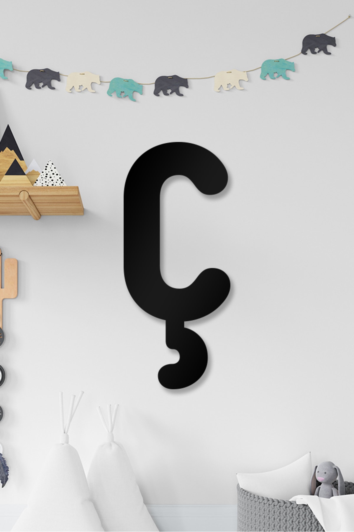 Completeable Wooden Letter Wall Decor for Writing the Letter Ç-Name