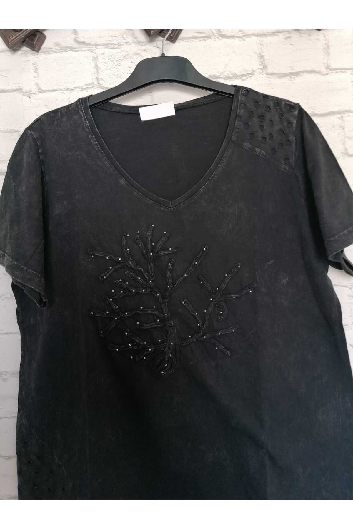 anne moda ankara-Tree patterned 100% cotton grinded glittering short-sleeved localization 3
