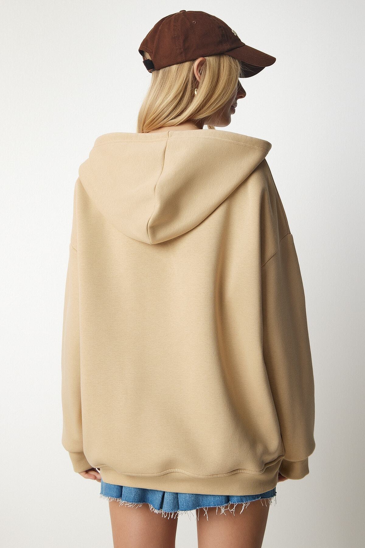 Camel Shawl-detail Oversize Sweatshirt 18162