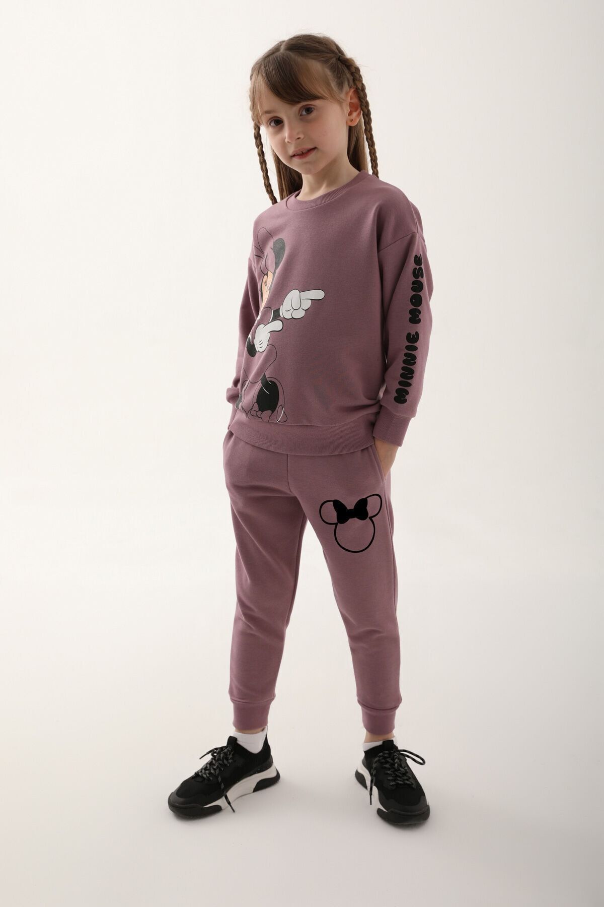 MINNIE MOUSE Dark Line Dark Lilac Girls Tracksuit Set Trendyol
