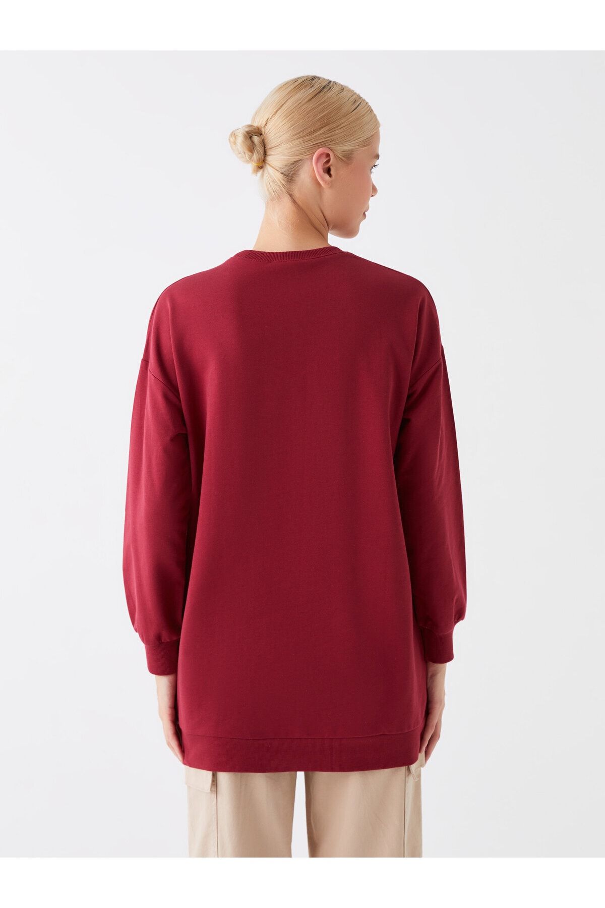 Crew Neck Printed Long Sleeve Oversize Women's Sweatshirt Tunic