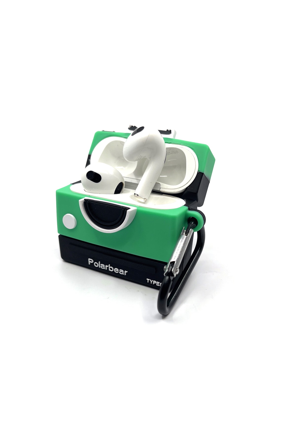 AirPods Uyumlu Kamera Mint Yeşili Polarbear Tasarımlı Hediye Kılıf 5