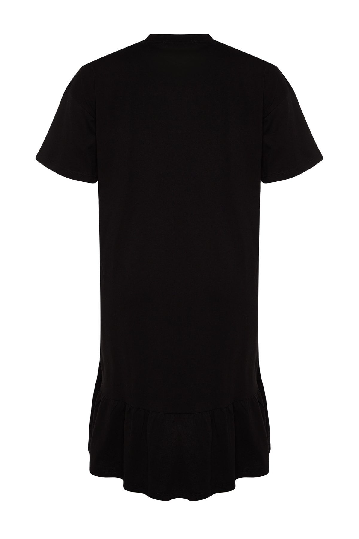Trendyol Curve Black Flounce Knitted T Shirt Dress Trendyol