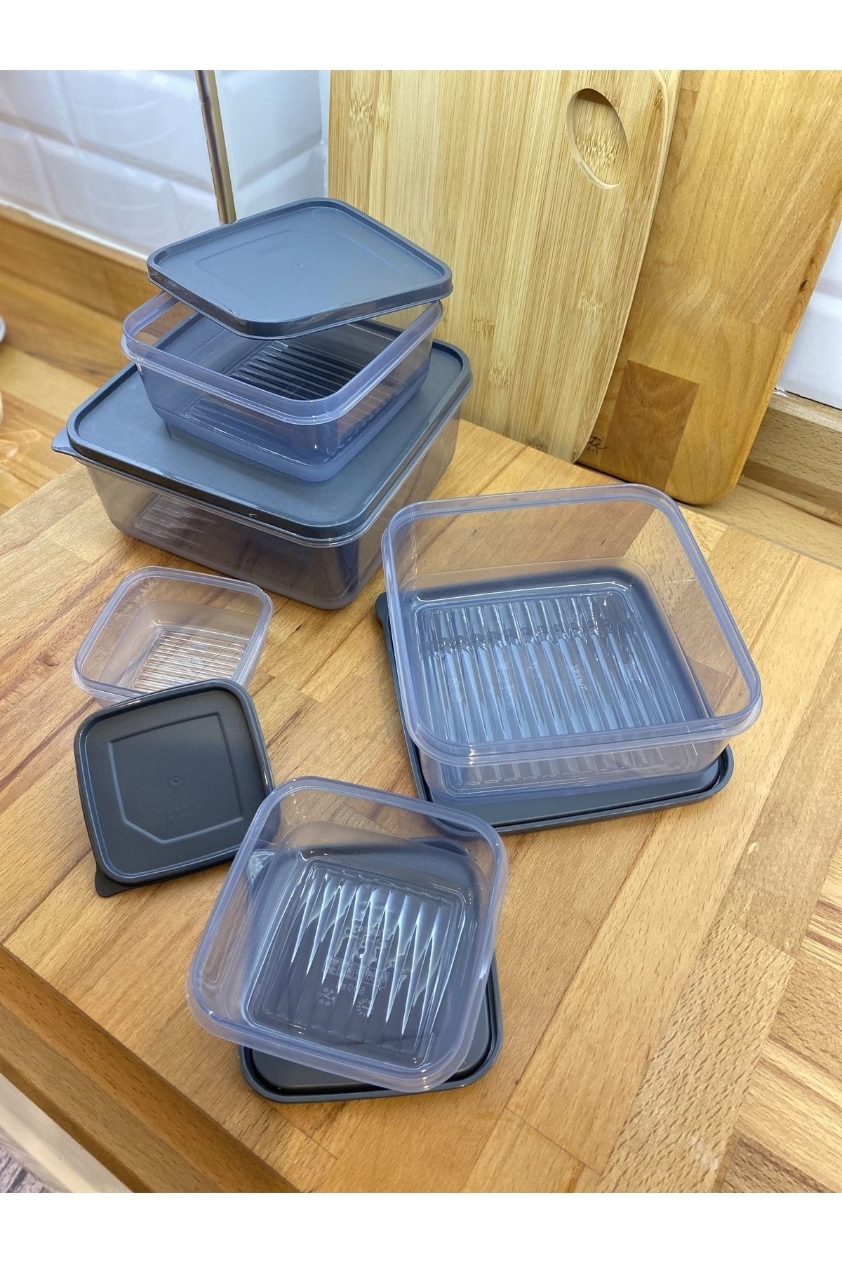 ECO KİTCHEN-5-Piece Square Food Storage Container, Storage Container, Storage Containers with Set 2