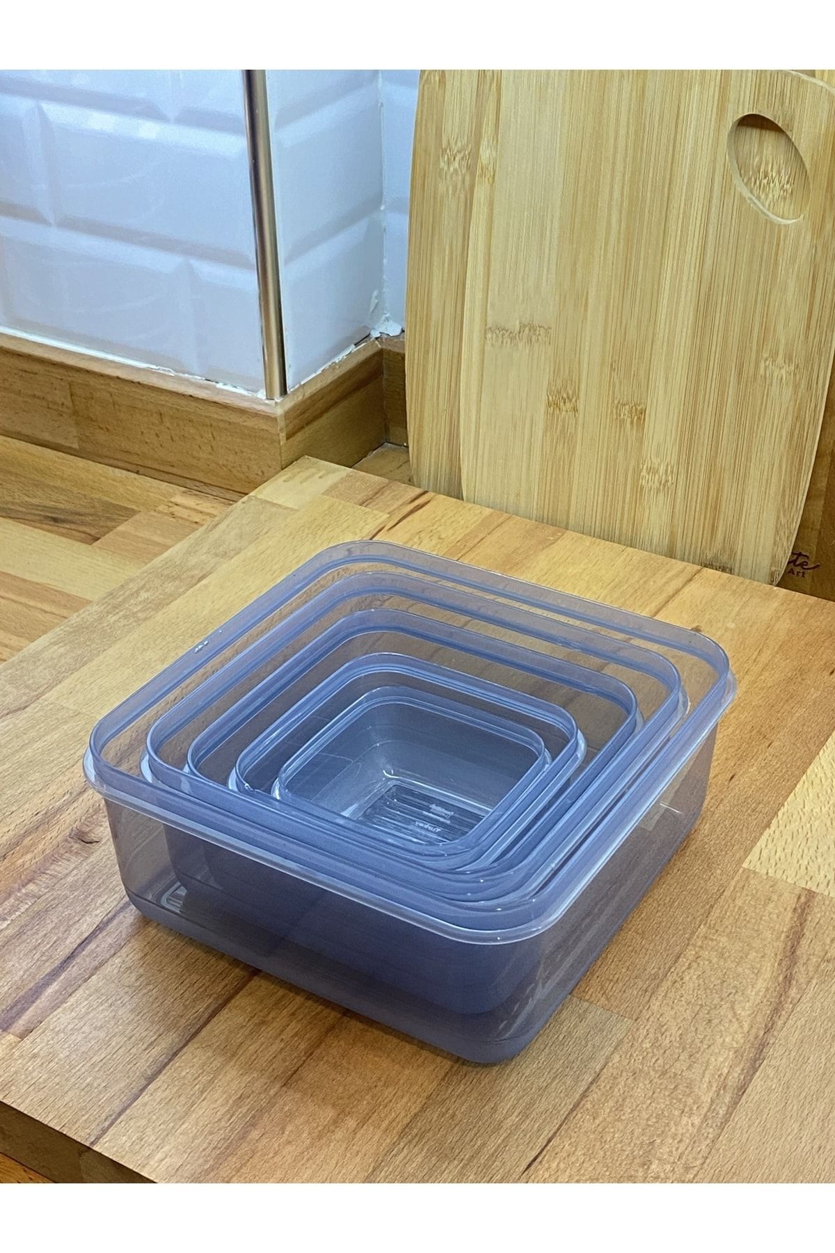ECO KİTCHEN-5-Piece Square Food Storage Container, Storage Container, Storage Containers with Set 4