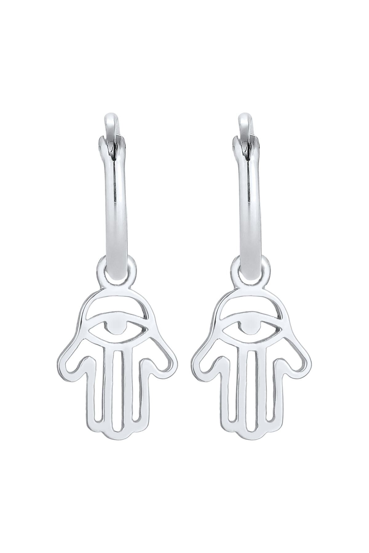 ELLI-Ohrringe Creolen Fatimas Hand Schutzsymbol 925 Silber 2