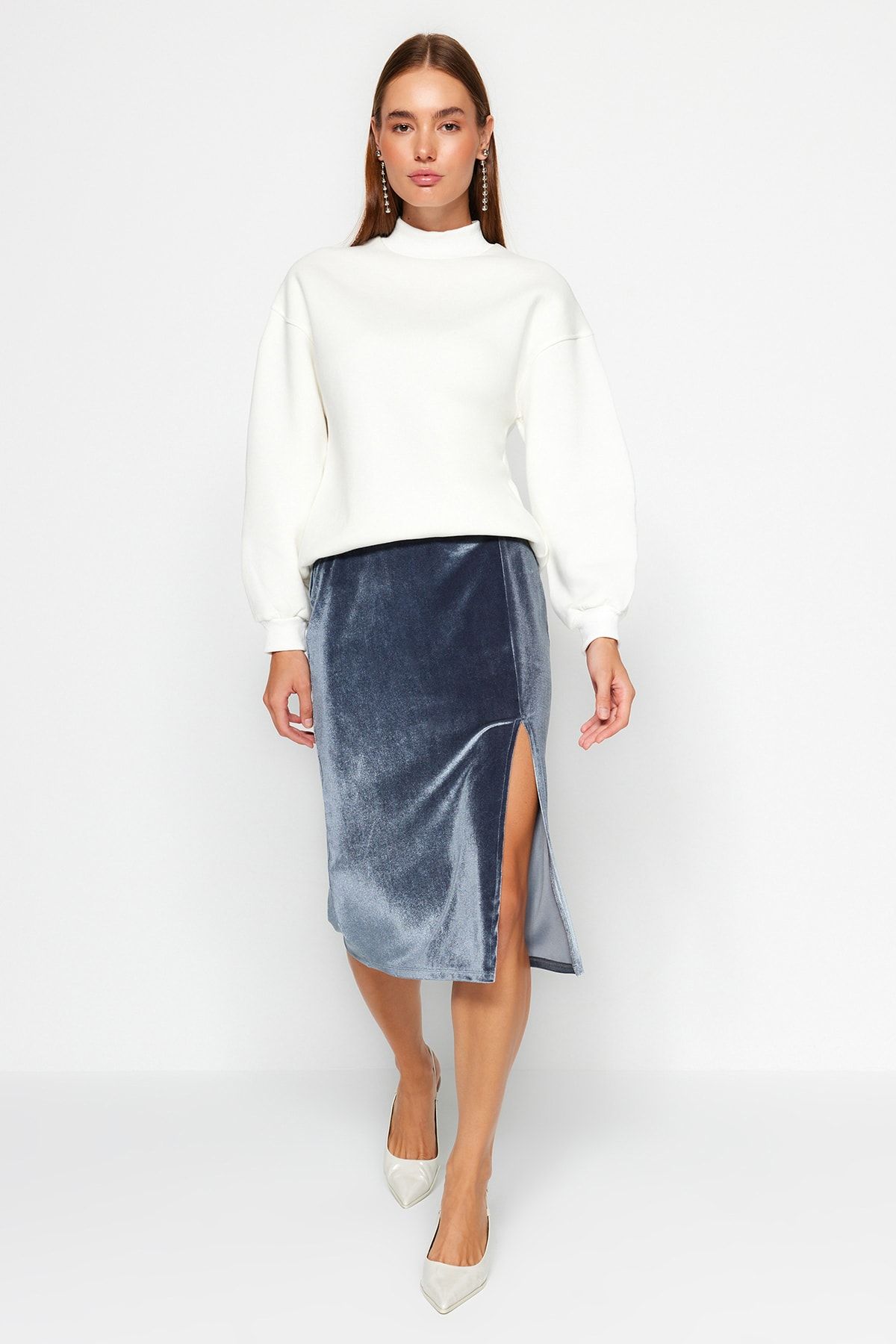 Gray velvet skirt best sale