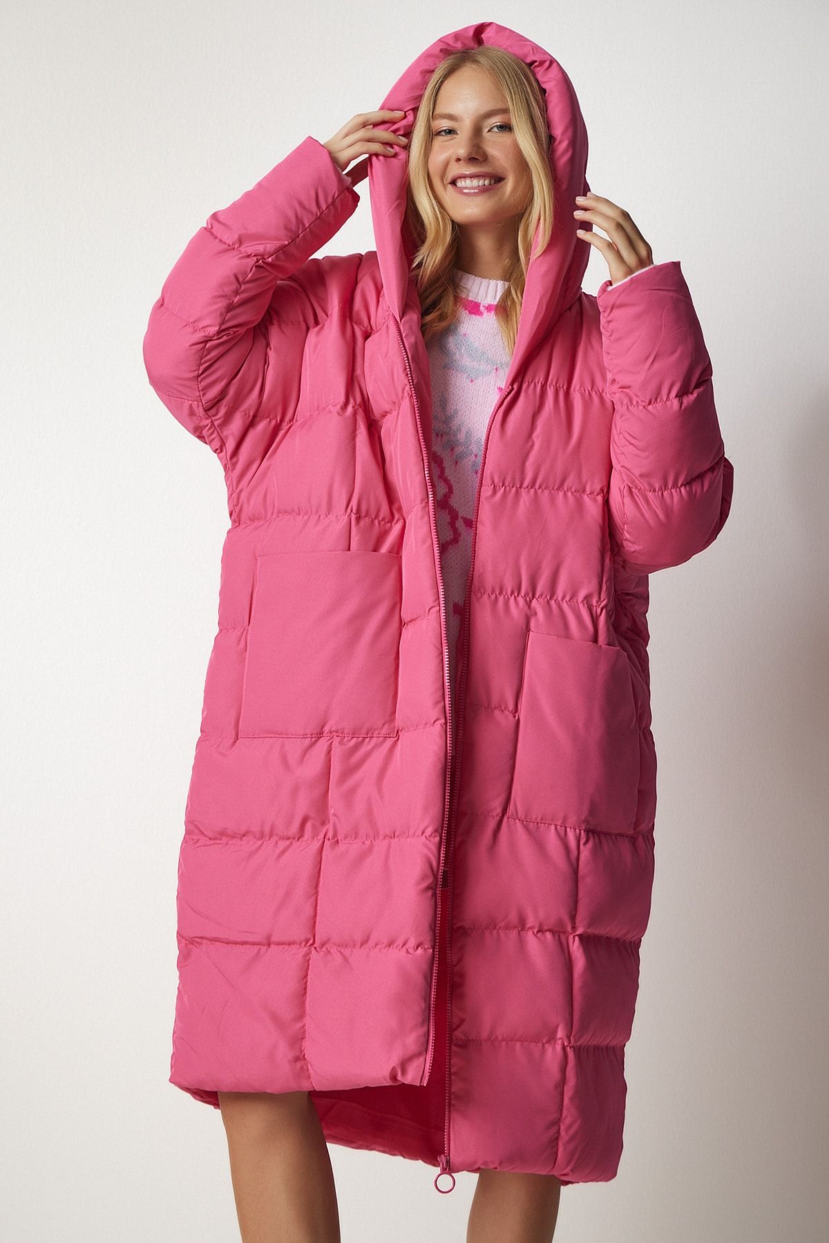 Hot pink bubble jacket clearance