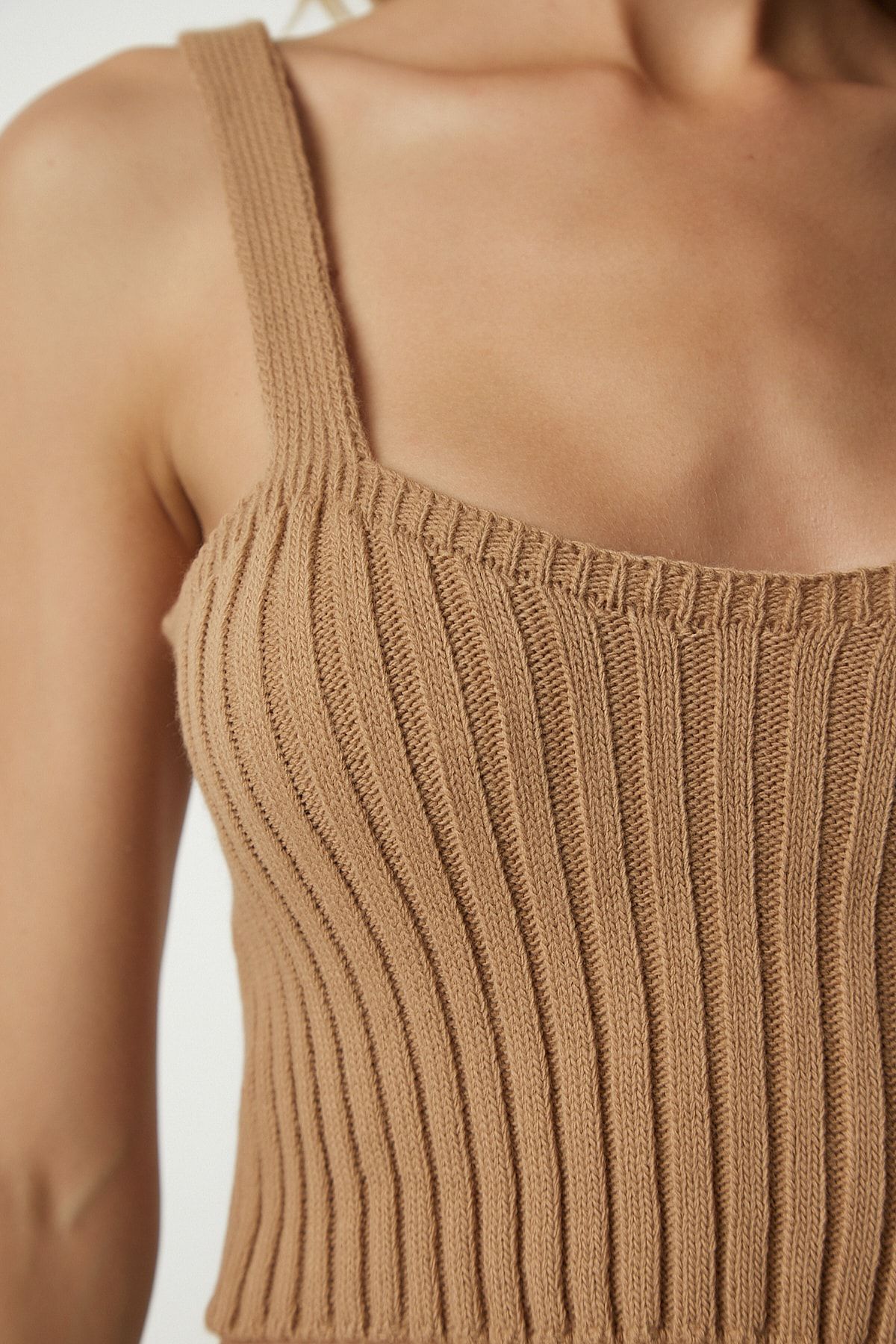 Happiness İstanbul-Dámský sušenkový pletený úplet Bustier Cardigan Set YY00168 5