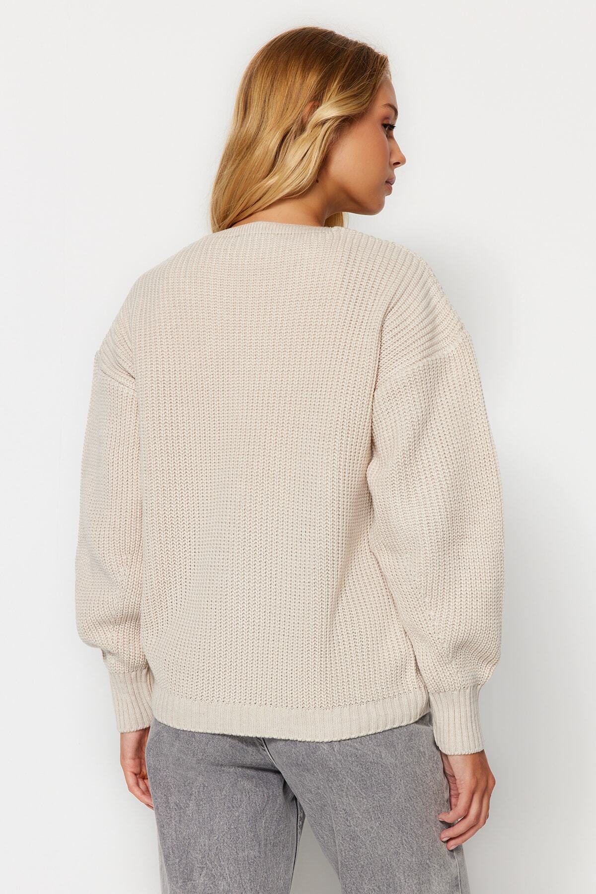 Trendyolmilla  Taş Basic V Yaka Triko Hırka TWOAW24HI00383 - Görsel 5