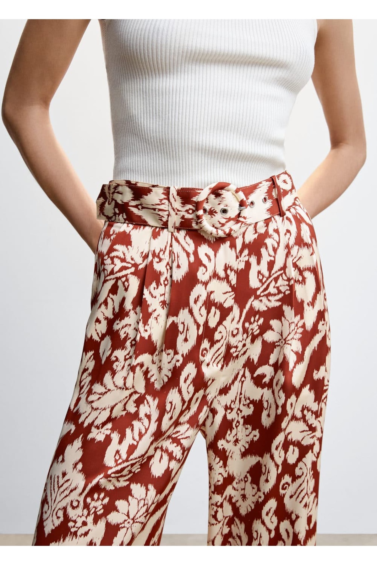 MANGO Woman-Gemusterte Palazzo-Hose 17