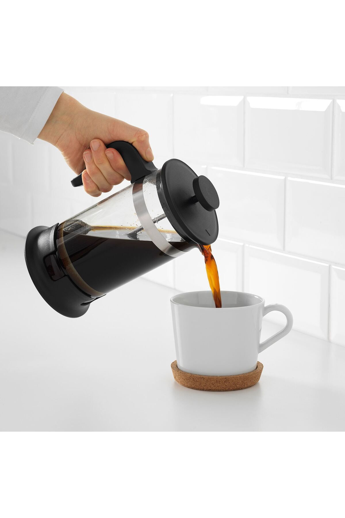 IKEA-Heat Resistant French Press Glass Teapot 1 Lt 22 cm Stainless Steel 5