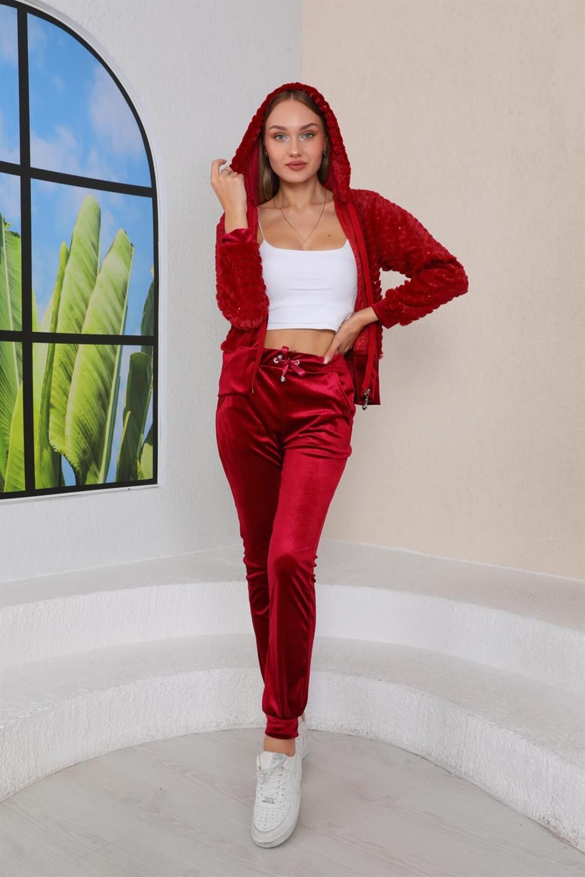 Velvet hot sale cropped tracksuit