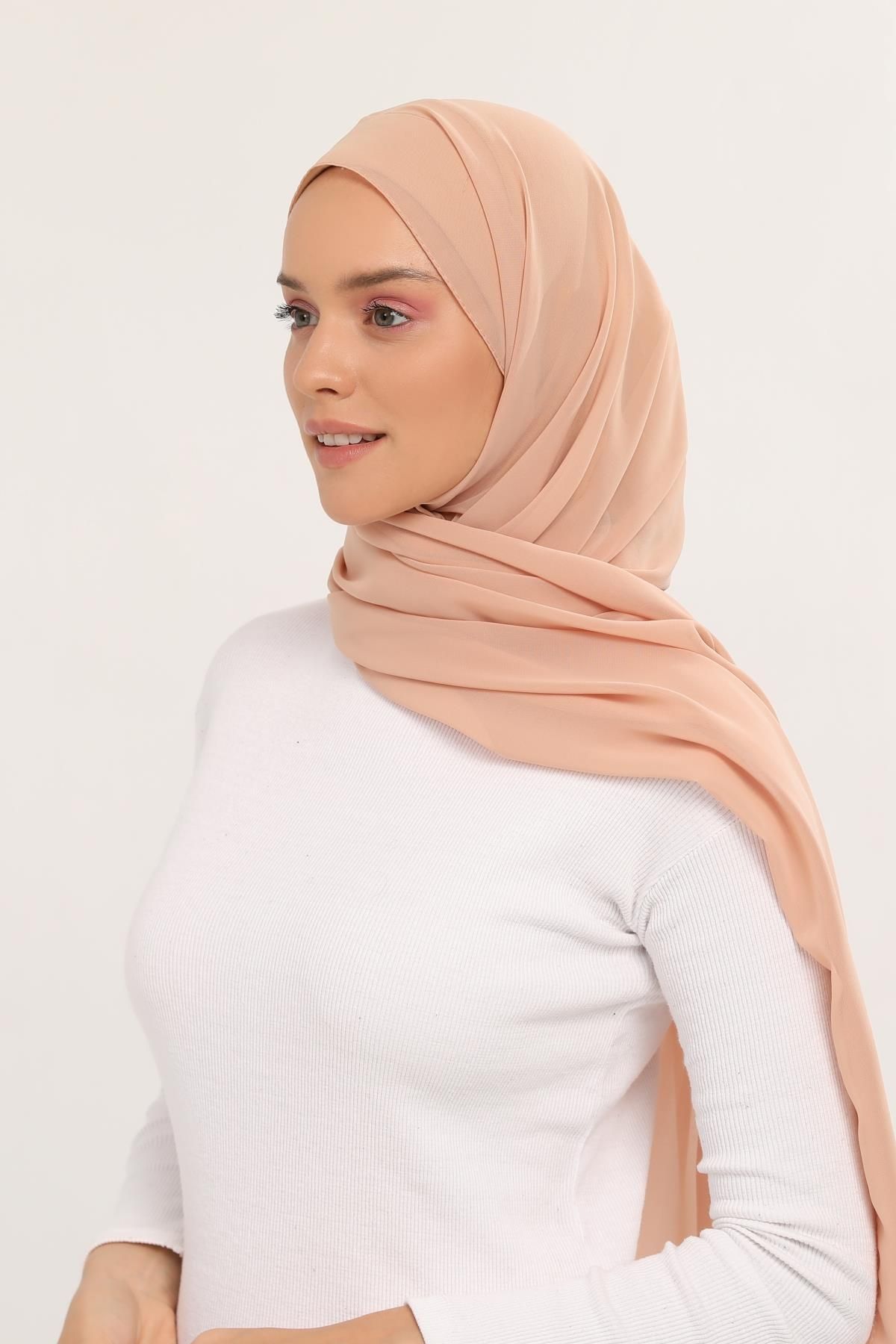 Altobeh-Έτοιμο Luxury Practical Hijab Chiffon Shawl Σκούρο Μπεζ 3