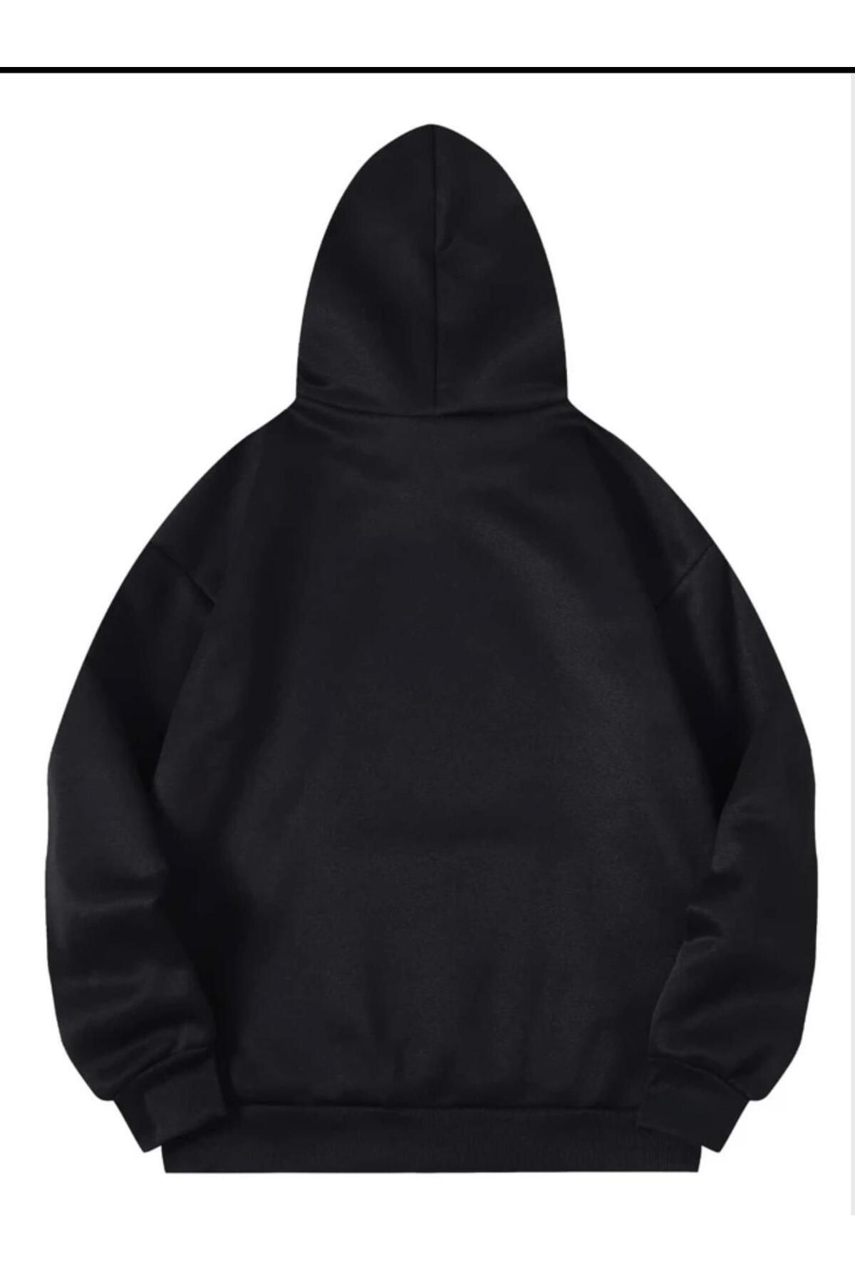 Plain black outlet hooded sweatshirt