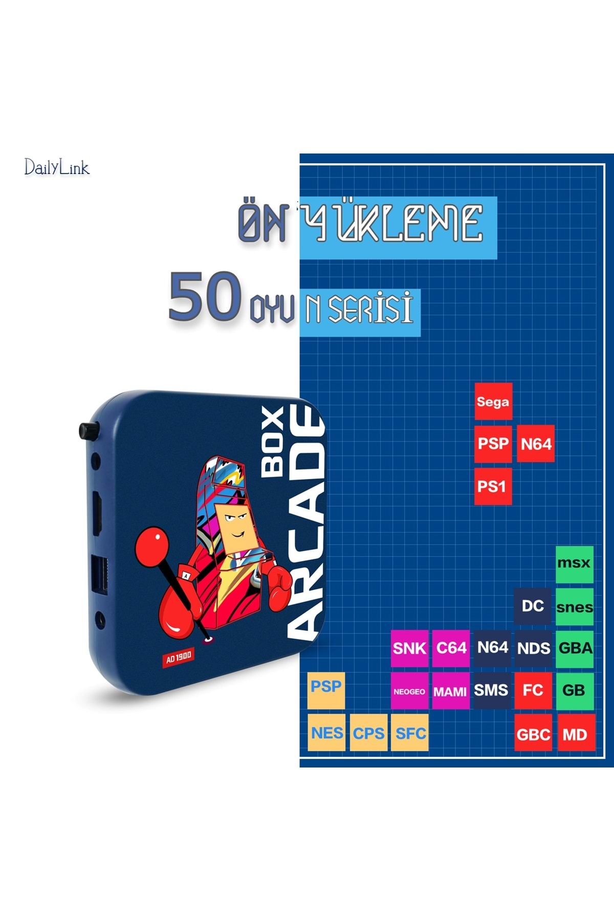 DailyLink PS1/PSP/N64 Retro Arcade Box Video Oyun Konsolu 4K HD