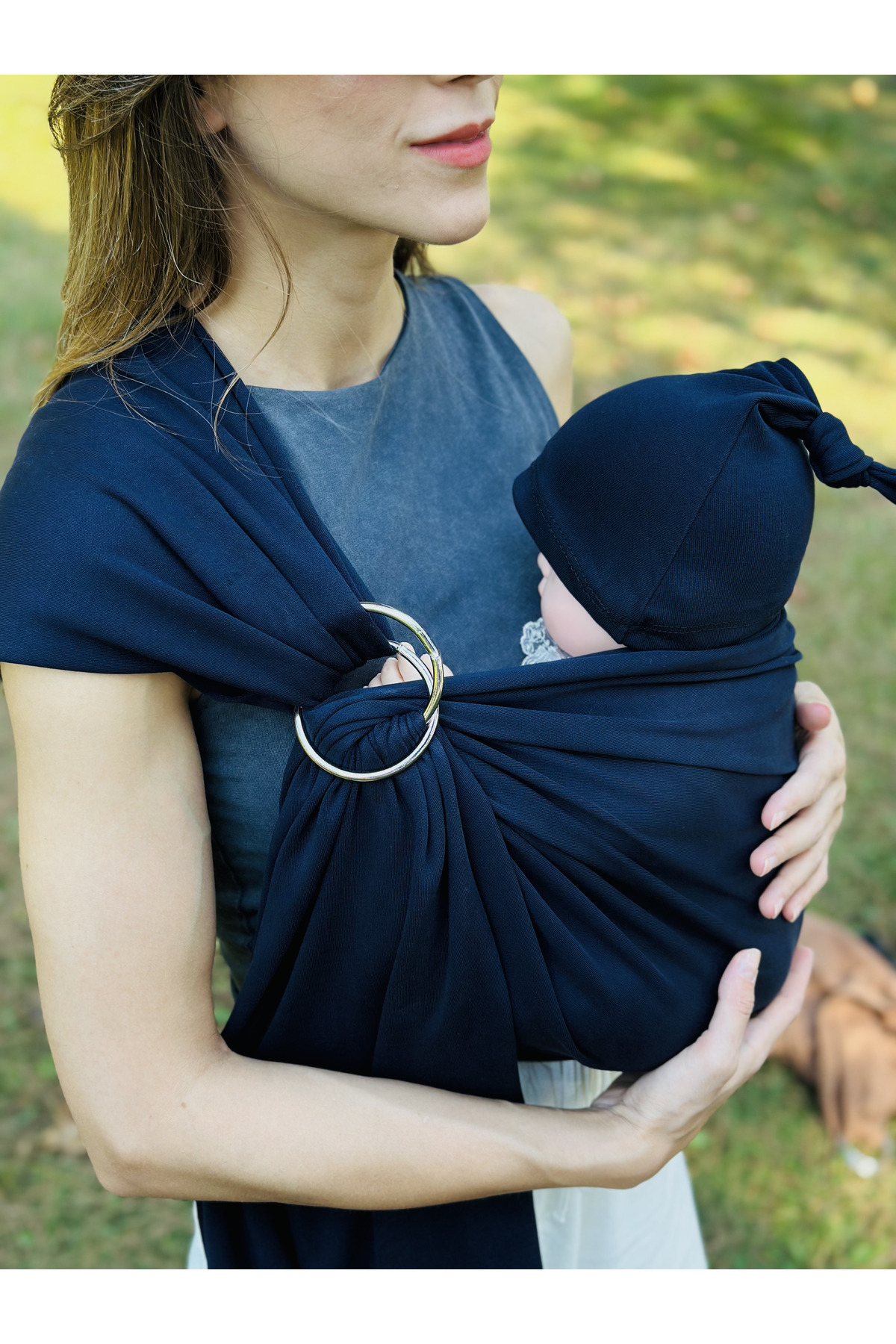 kubbe Anakucağı Esnek Halkalı Cepli Bebek Taşıma Şalı, Bebek Askısı Wrap Sling fotoğrafı 2 (önizleme)