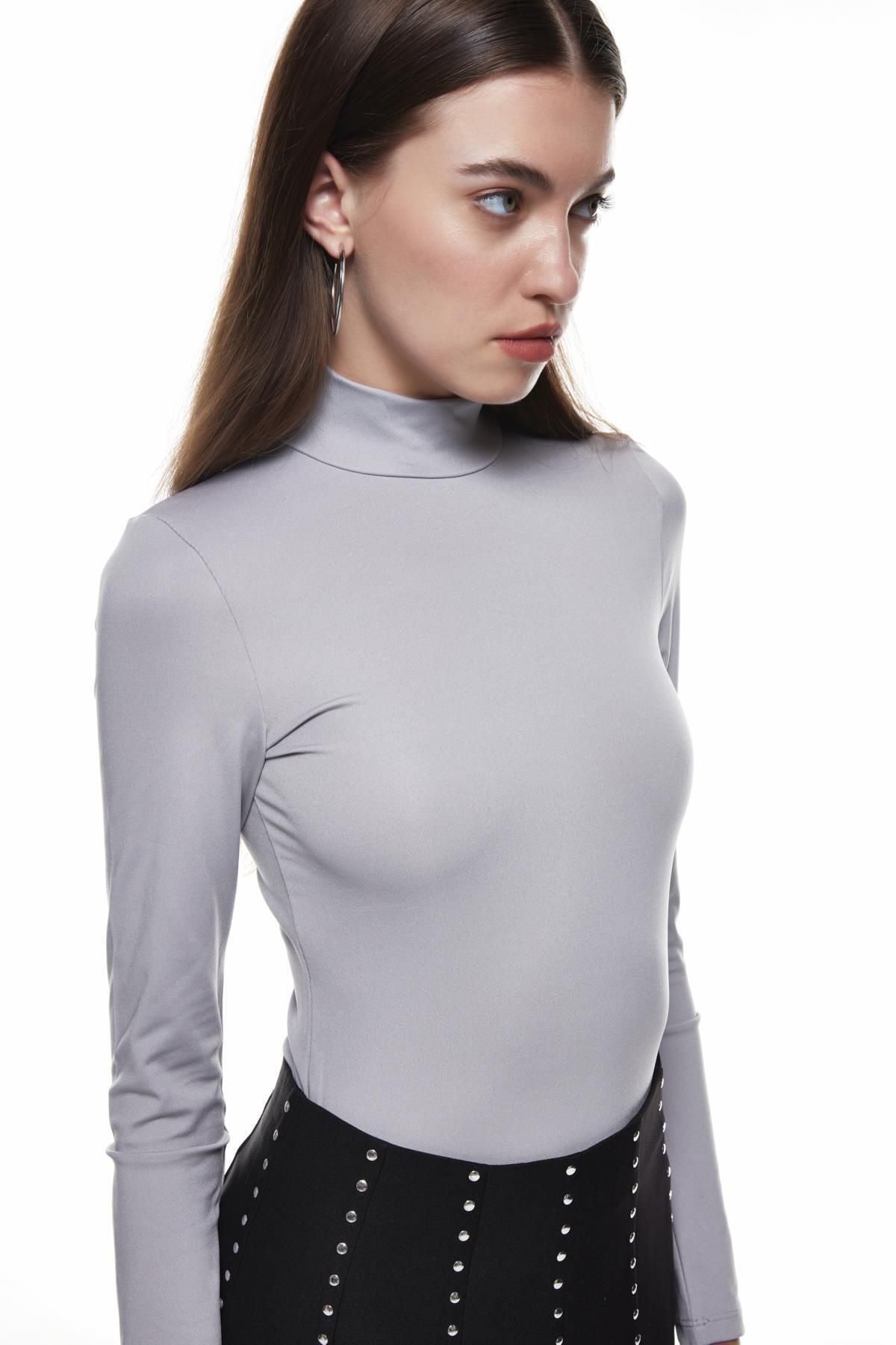 Turtleneck Bodysuit - Gray
