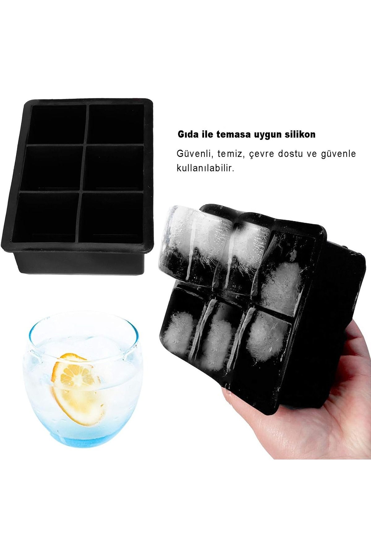 TRUSTMODA-6-Piece Square Ice Mold - 6 Compartments Freezer 5cm Giant Ice Cubes - Presentation Ice Cube 4