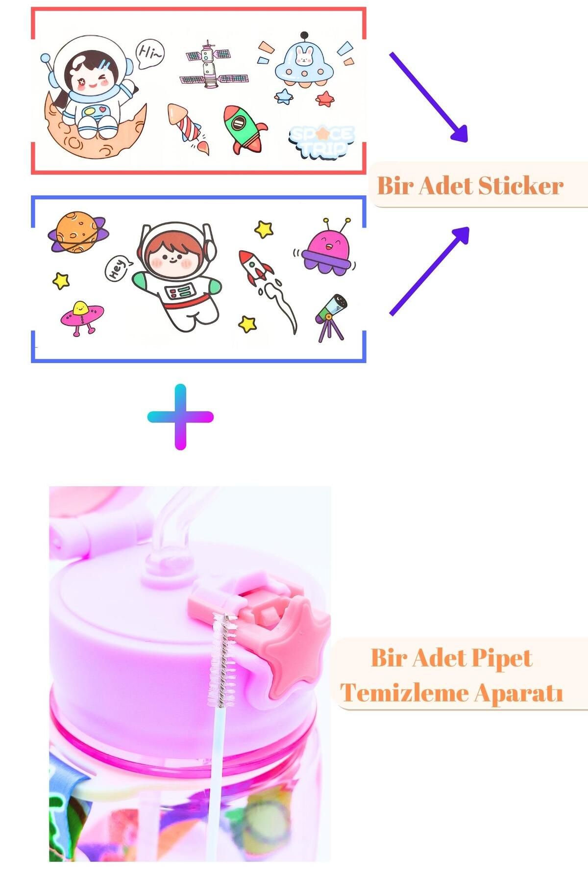 LUCKYPEN-Deer Patterned Water Bottle with Straw, Design Your Own Flask with Sticker 3