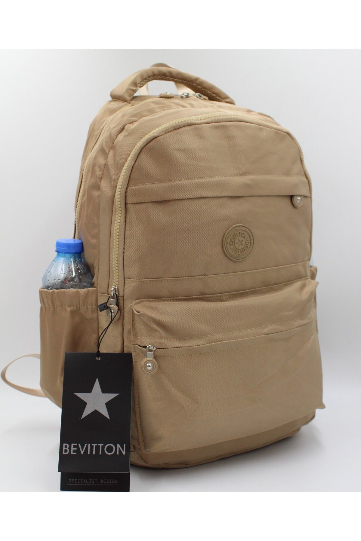 Bevitton Camel Color Satin Waterproof Fabric Luxury Backpack Travel and School Bag 20289