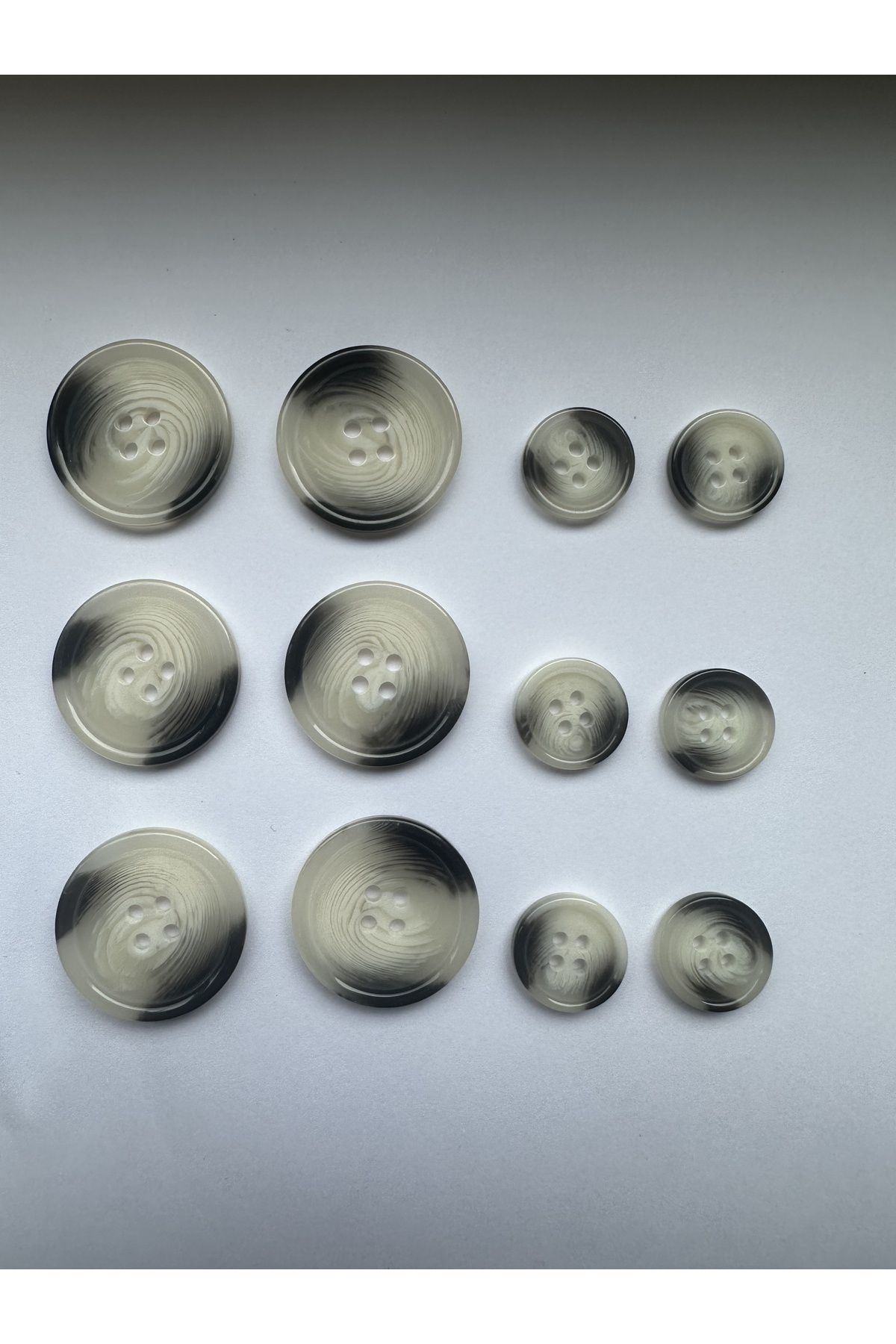 aensia-White Black Marble Marble Pattern Design Button Flat Polyester Button - Pack of 12 (6 Large+6 Small) 1
