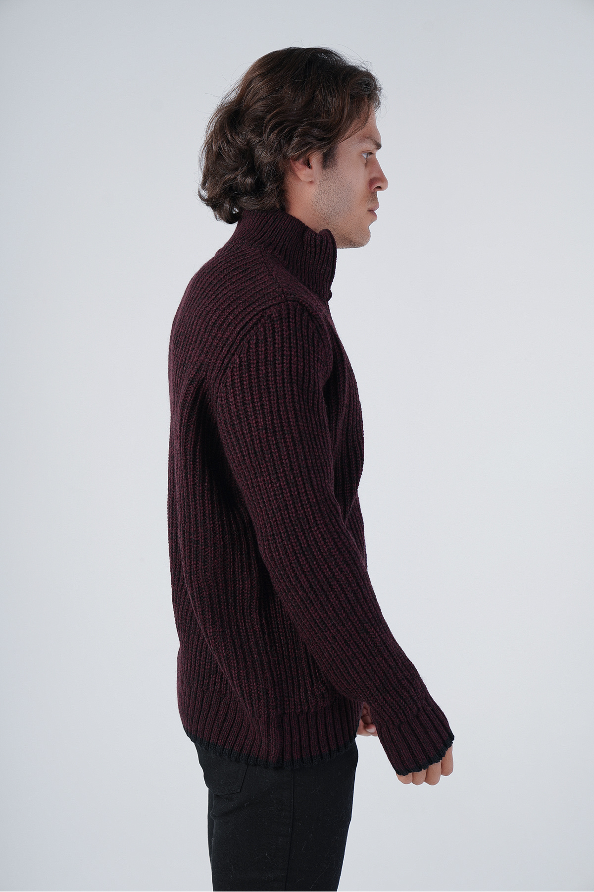 Trist Star  Siyah Erkek Selanik Örgü Muline Cepli Triko Yün Hırka - Görsel 2