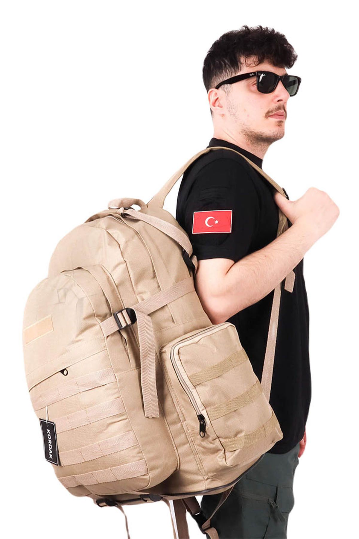 Backpack with large side pockets top