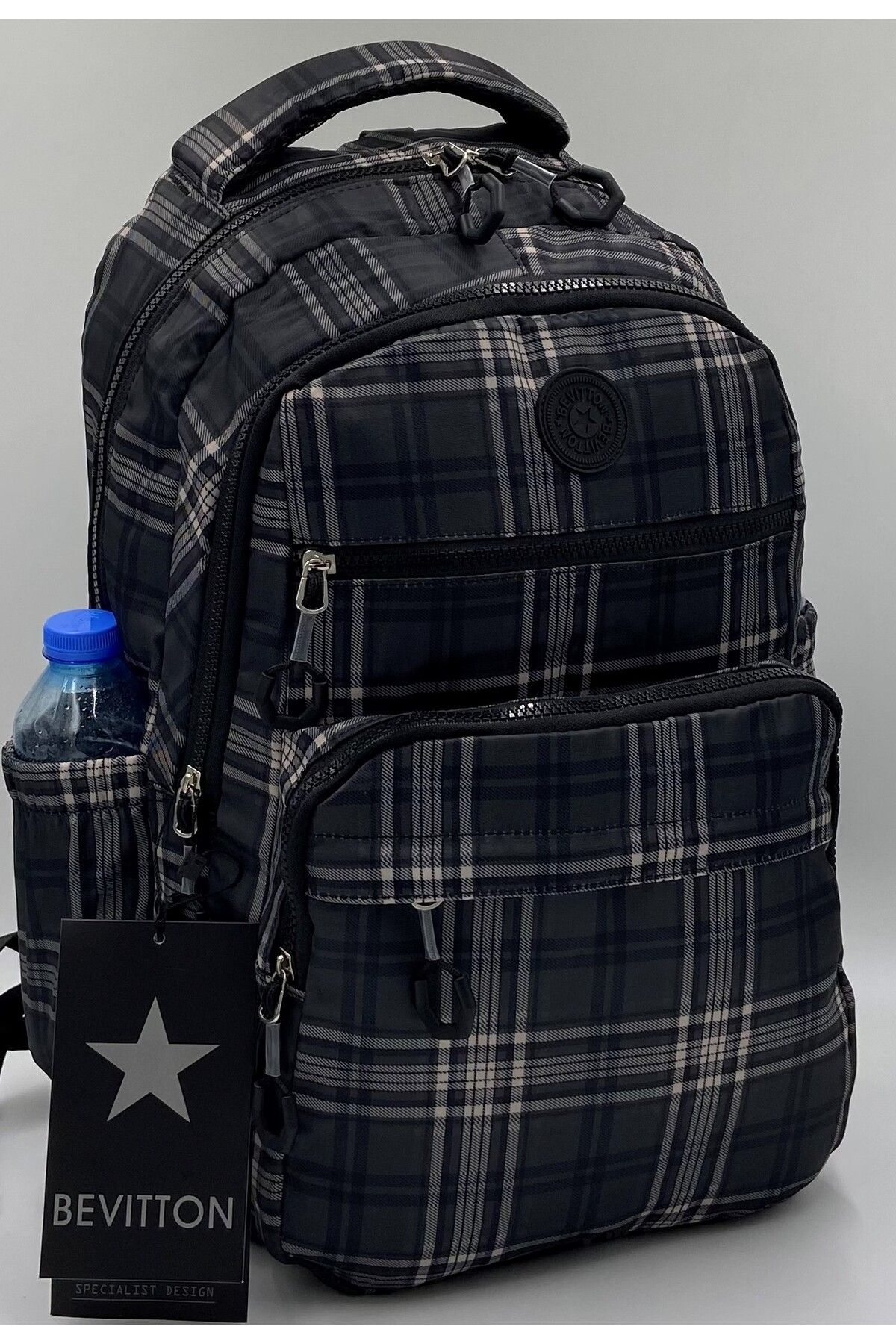 Black plaid backpack online