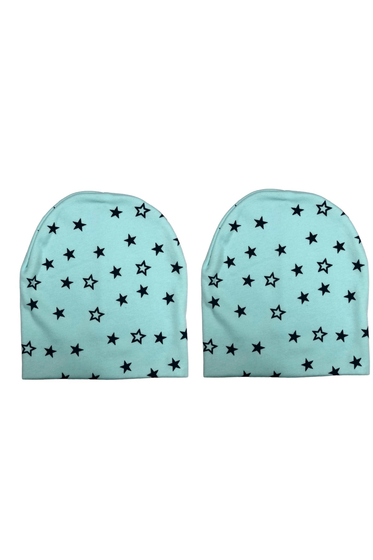DOUBLE LAYERED COTTON COMBED COTTON STAR PRINTED 2PCS BABY KIDS HAT BEANIE