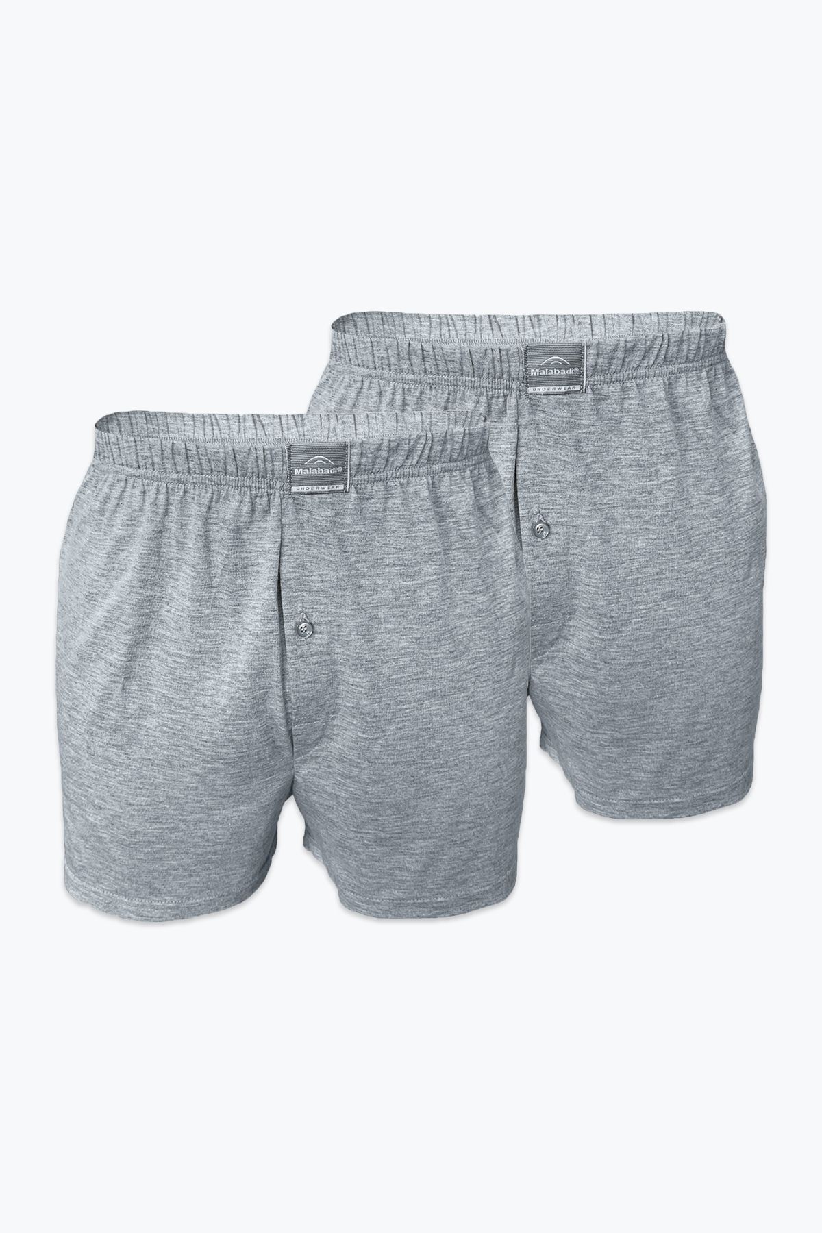 Malabadi-Ανδρικό γκρι 2 πακέτο Wide Fit 100% Cotton Boxers 024 1
