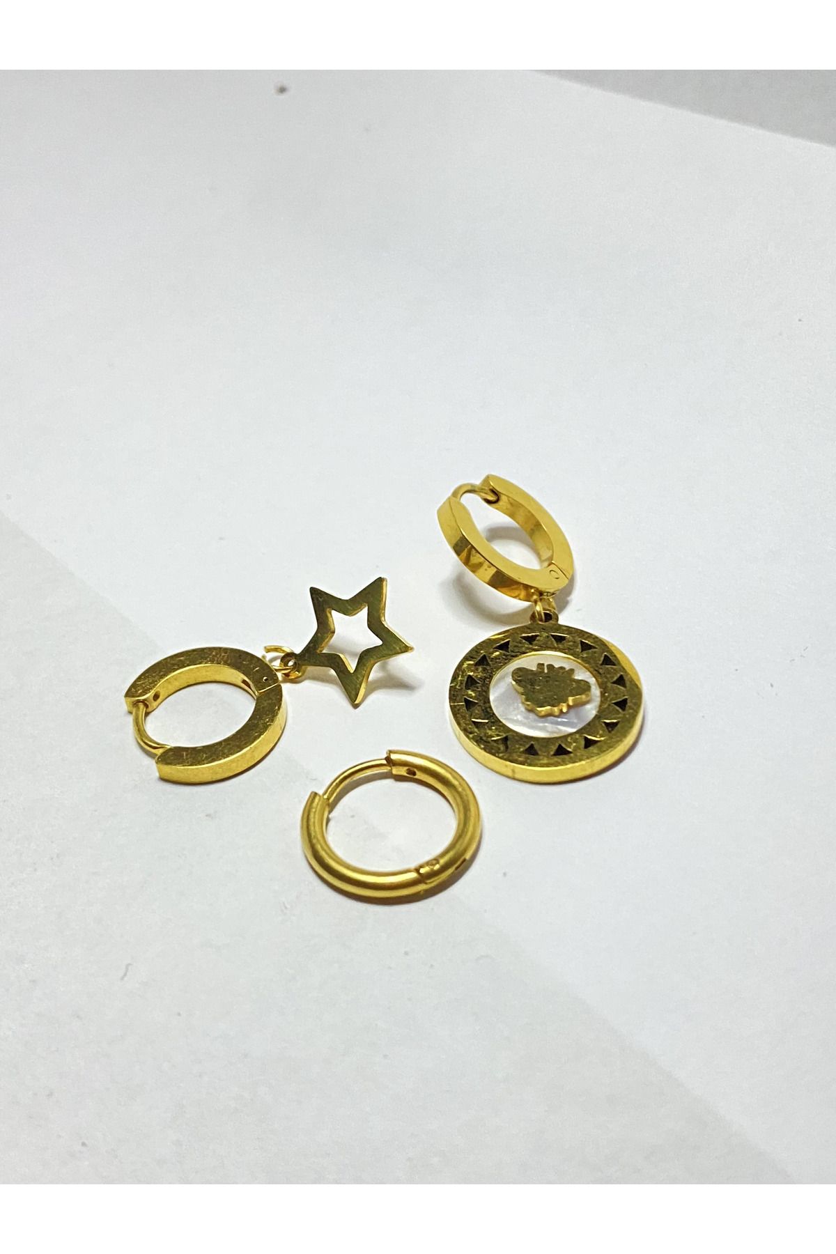 RANSA WHITE Steel Earrings Yellow Without Stone