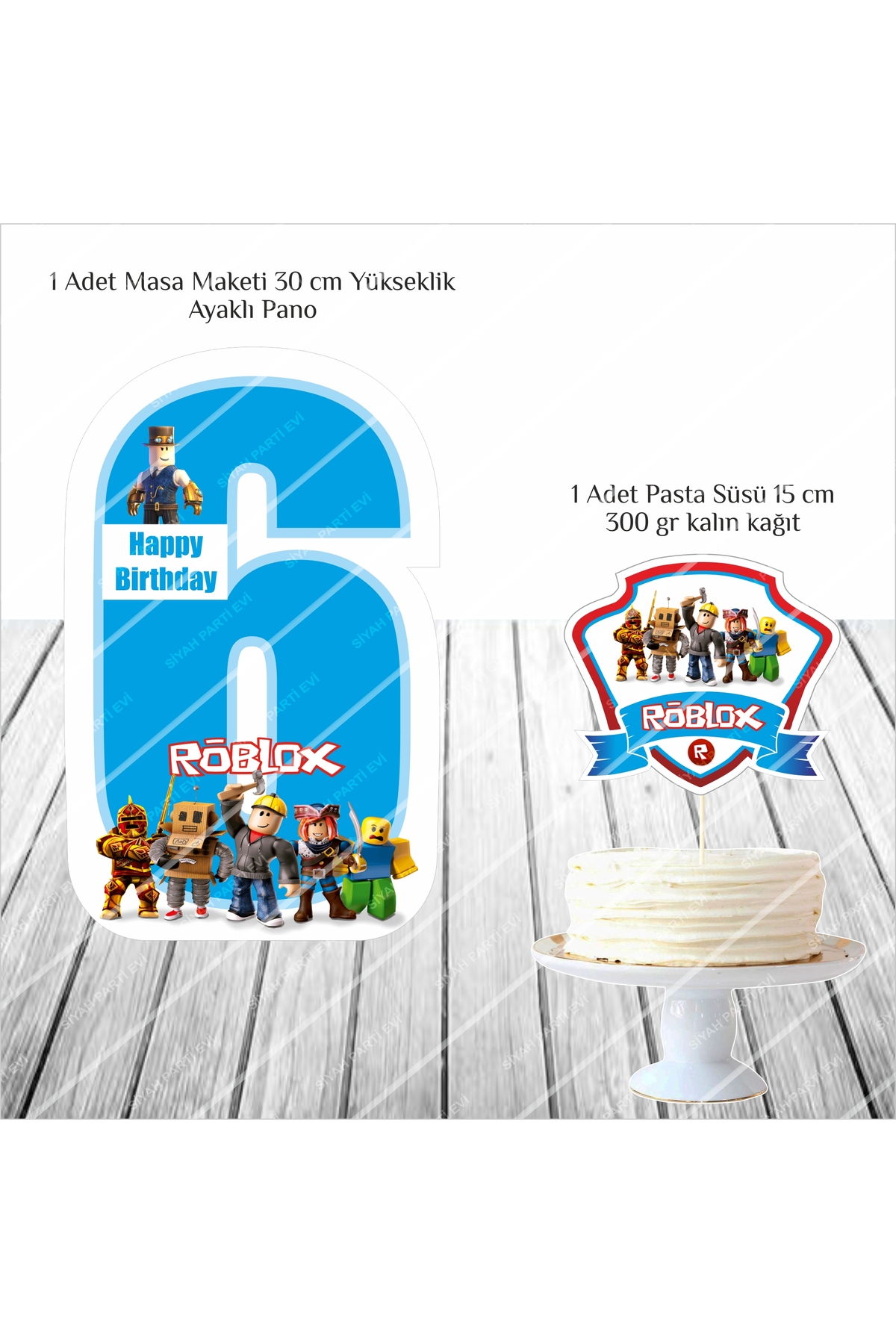 Roblox 6 Yaş Doğum Günü Masa Maketi / Pasta Süsü