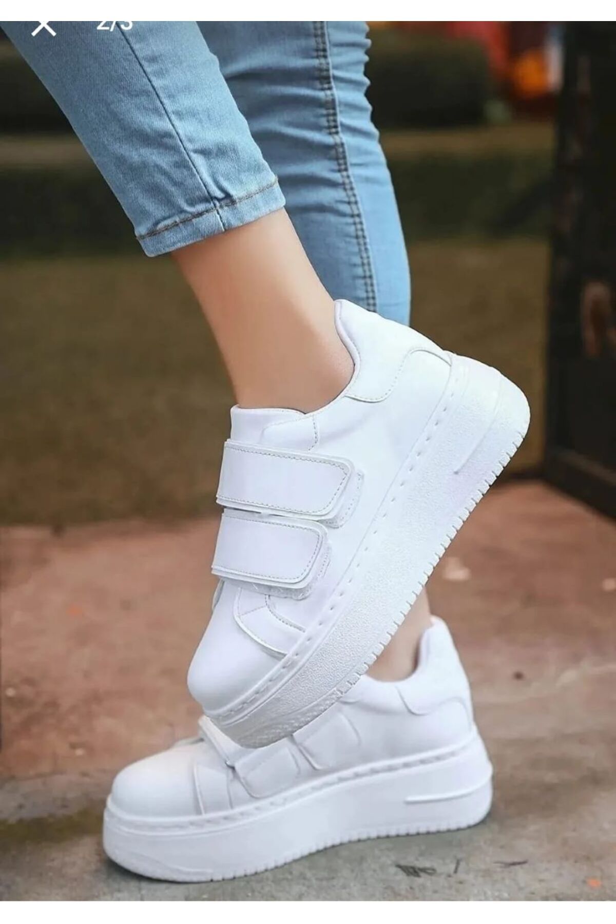 White velcro outlet platform sneakers