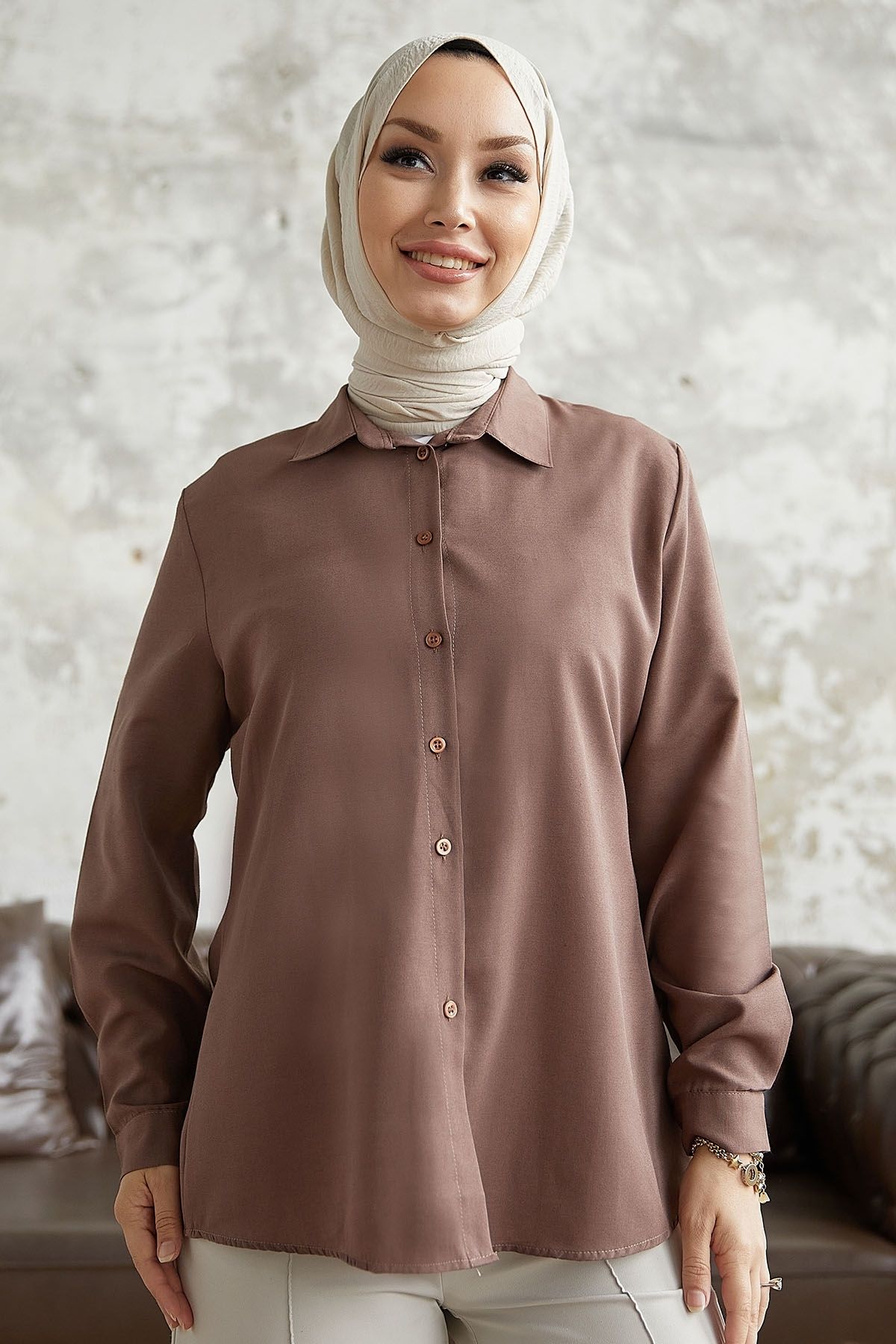 InStyle-Koszula Basic Nilda - Kawa z Mlekiem 3