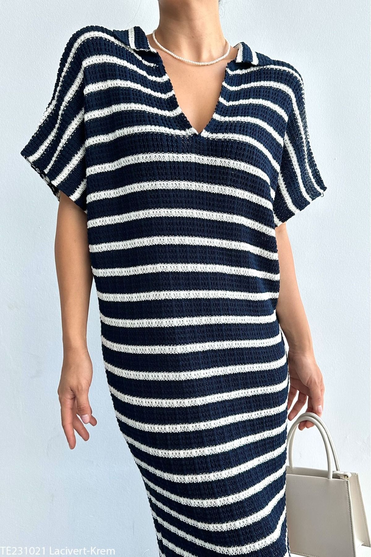 Dark blue and white striped on sale dress