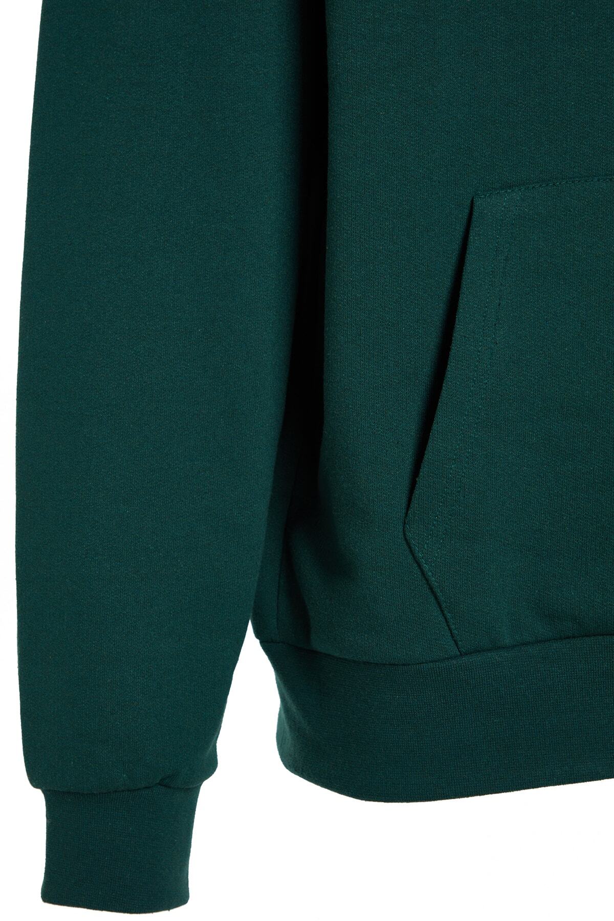 Trendyol Collection-Grünes, übergroßes Fleece-Sweatshirt mit Kapuze - TMNAW23sw00195 3