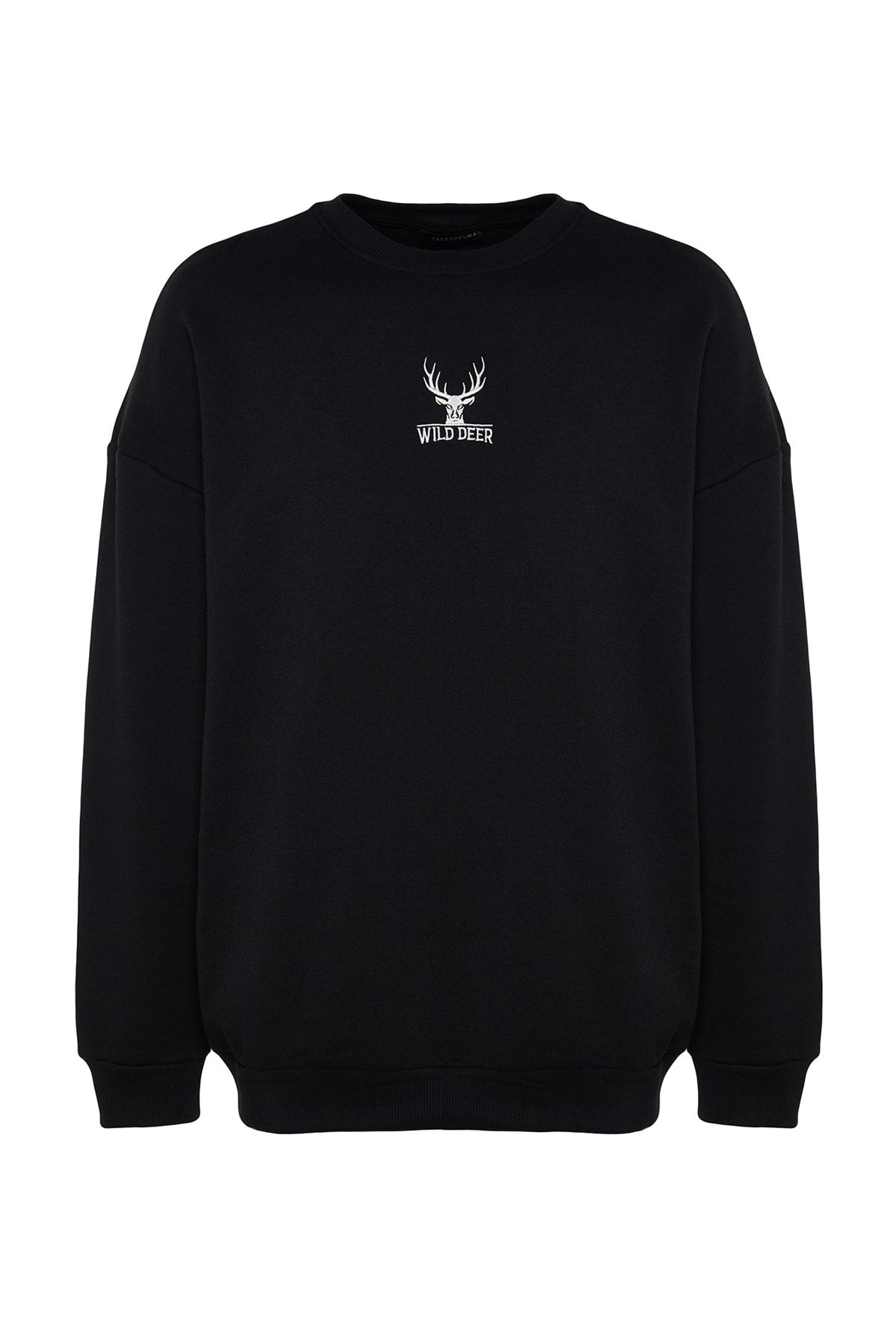 Trendyol Collection-Schwarzes Oversize-Sweatshirt mit Tierstickerei - Langarm TMNAW24sw00169 6