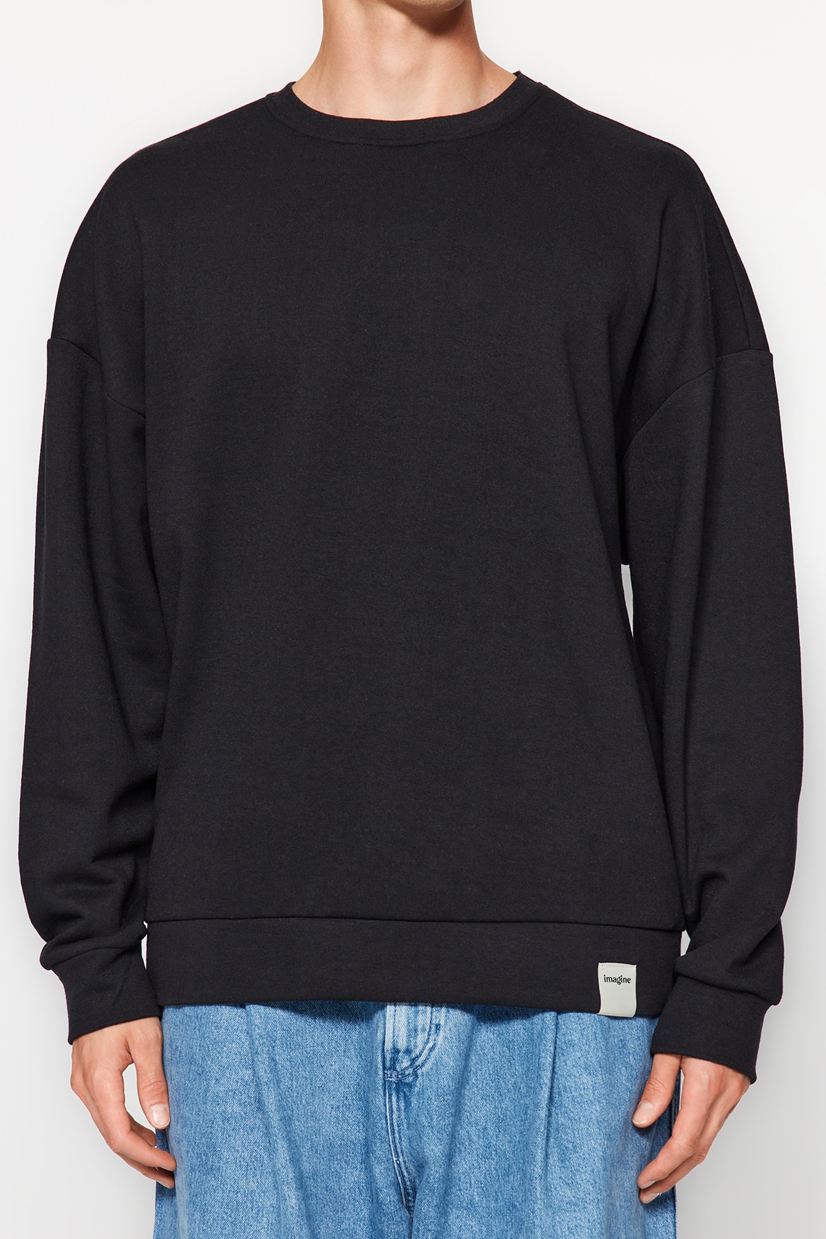 Trendyolmilla  Siyah-Gri Melanj 2'li Paket Oversize/Geniş Kesim İçi Polar/Sıcak Tutan Sweatshirt TMNAW24SW00001 - Görsel 6