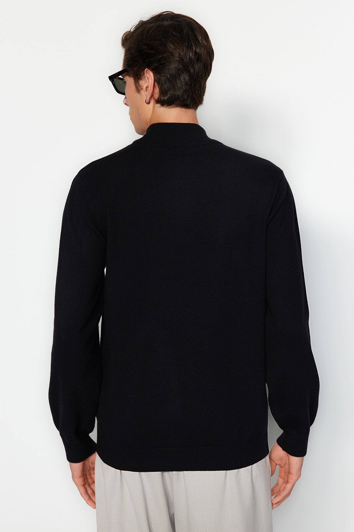  trendyolmilla man siyah regular fit couple/çift yar?m bal?kç? yaka yumu?ak limited edition basic kazak