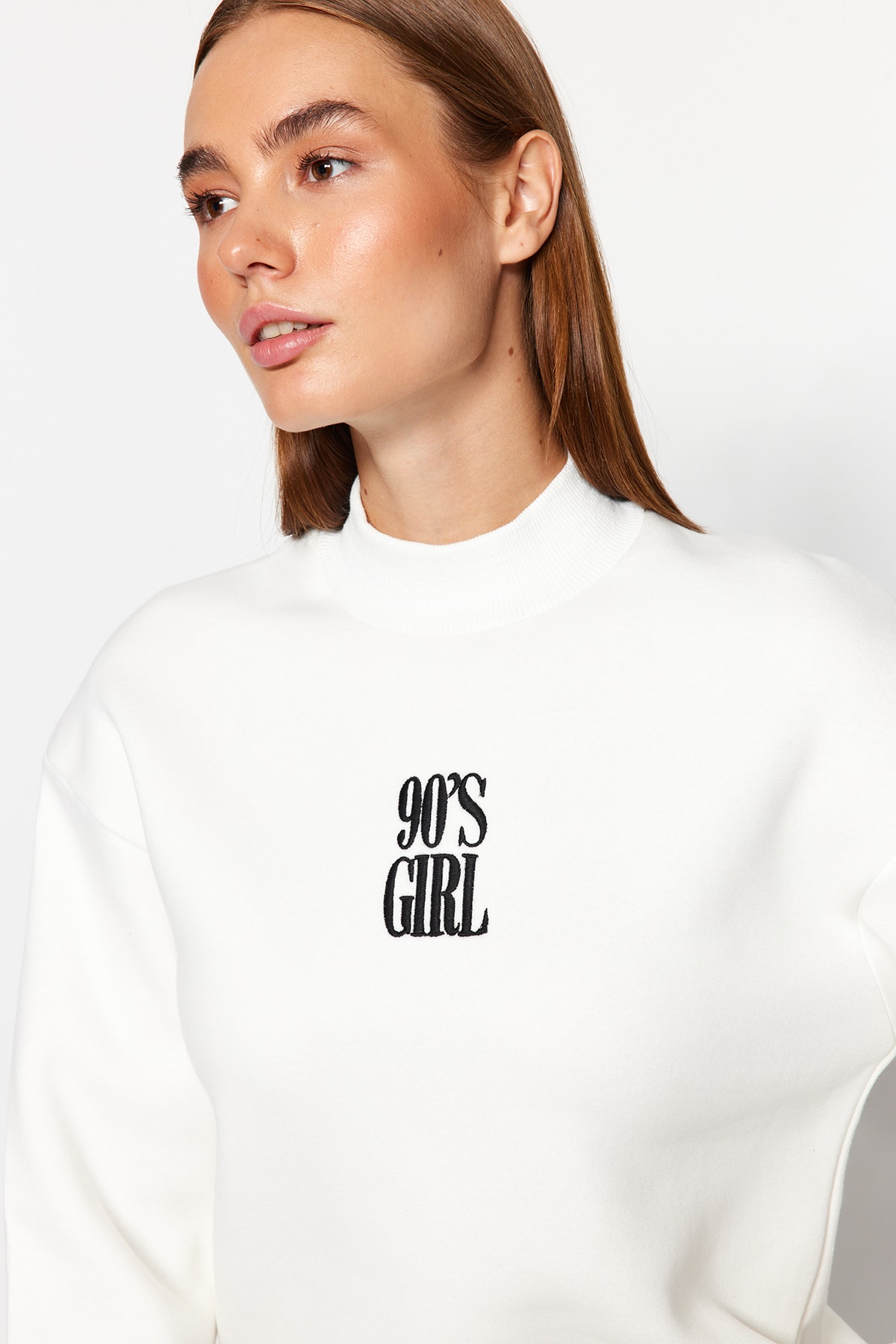 Trendyolmilla  Beyaz Örme Sweatshirt - Görsel 5