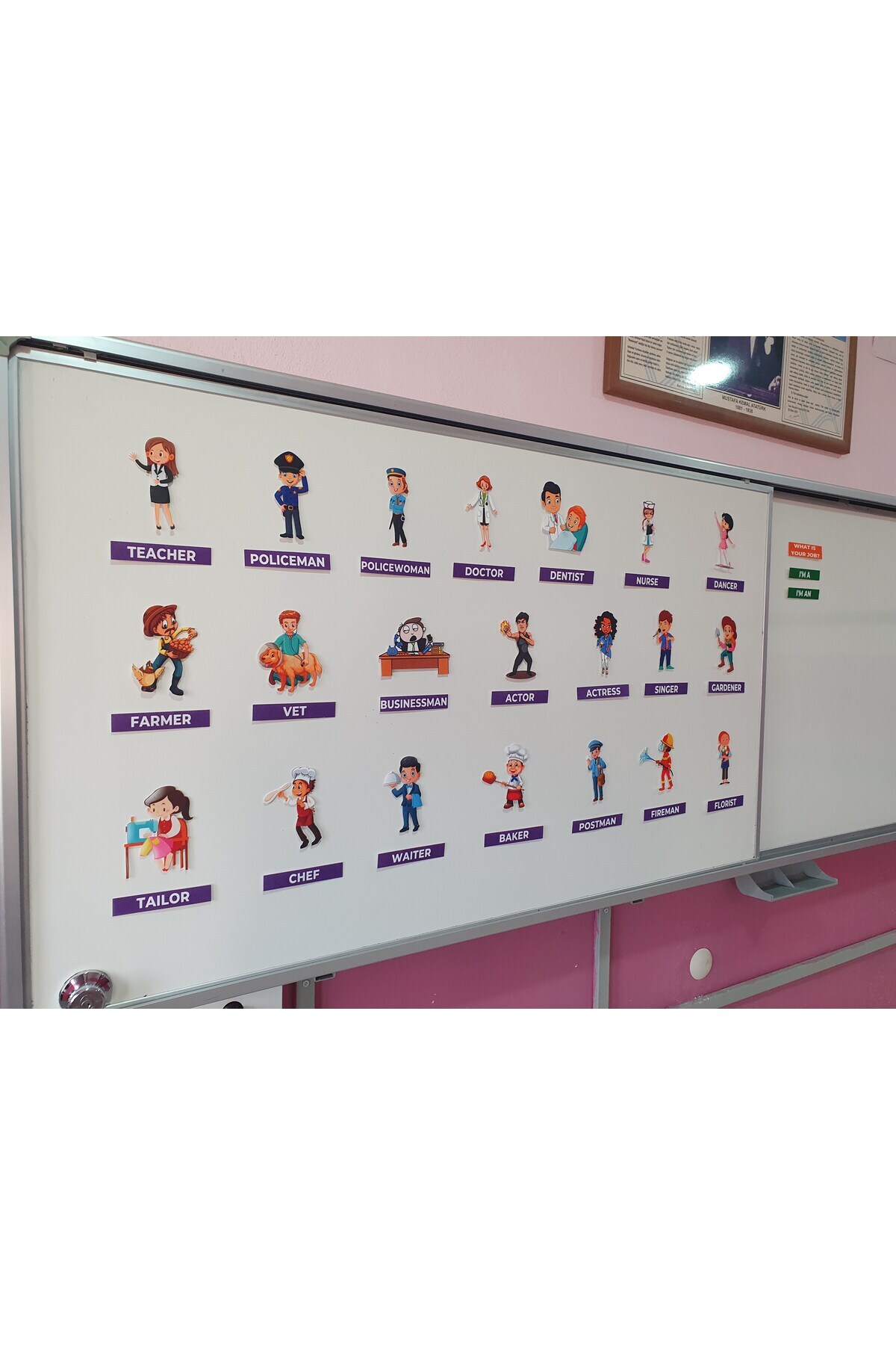 ۴. کلاس انگلیسی پایه هفتم، واحد JOBS، ست نمدی مغناطیسی