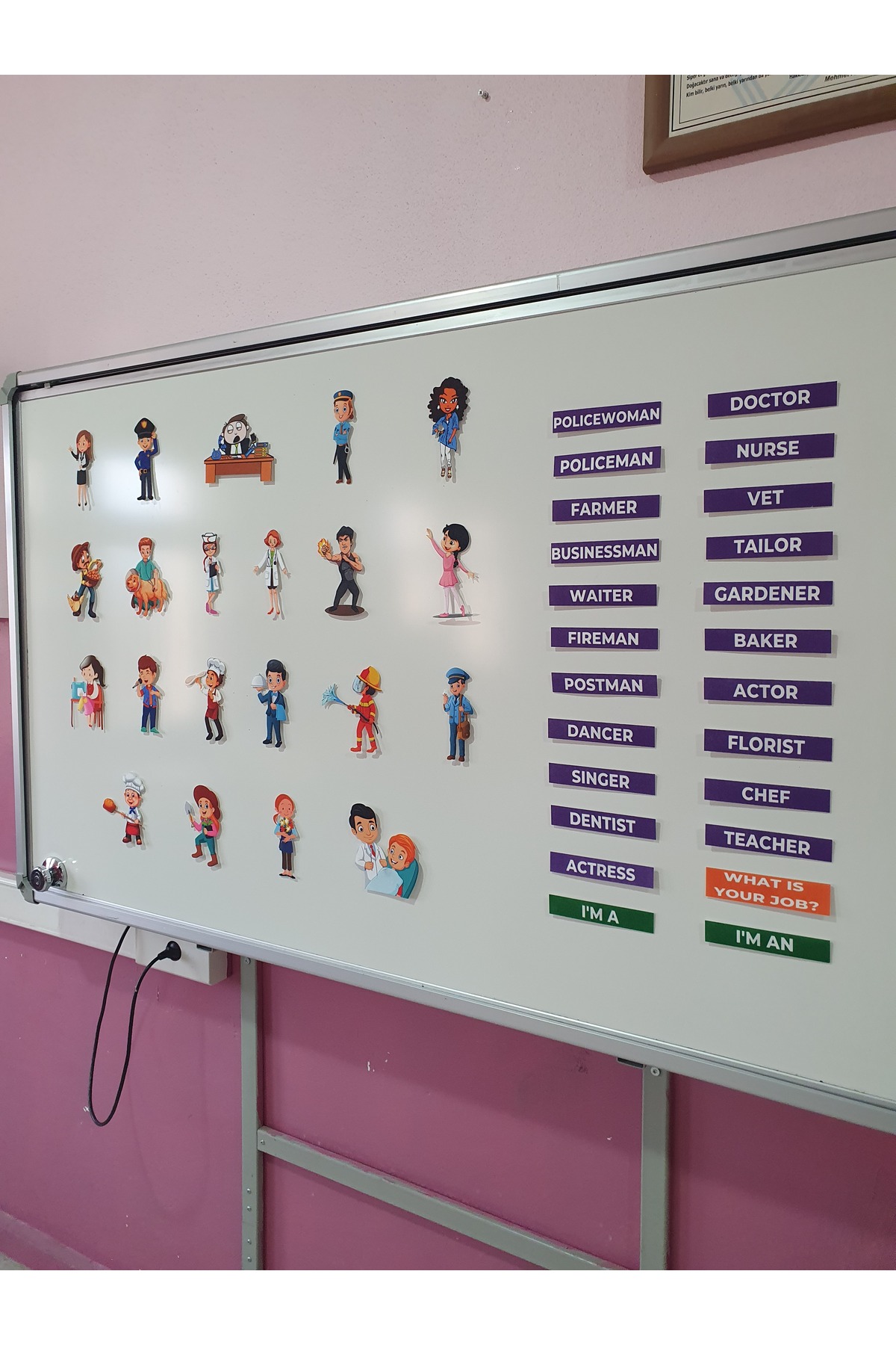 ۴. کلاس انگلیسی پایه هفتم، واحد JOBS، ست نمدی مغناطیسی