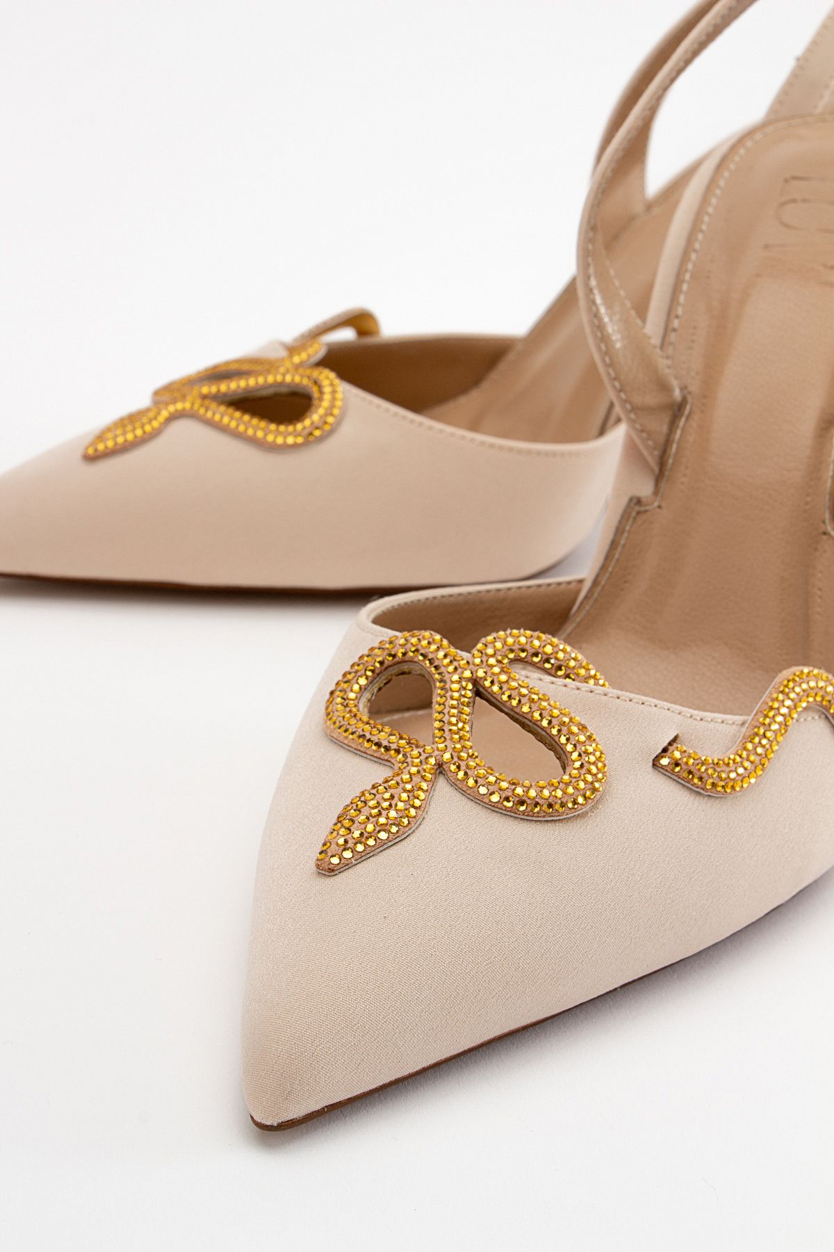 کفش پاشنه کلاسیک نود زنانه بژ مولپو اورجینال luvishoes